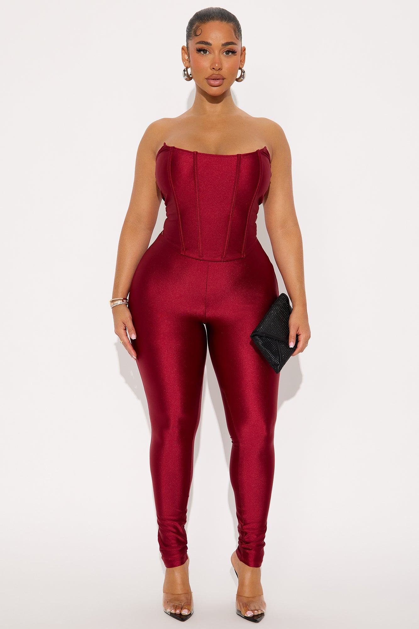 Sculpted Muse Corset Pant Set - Burgundy