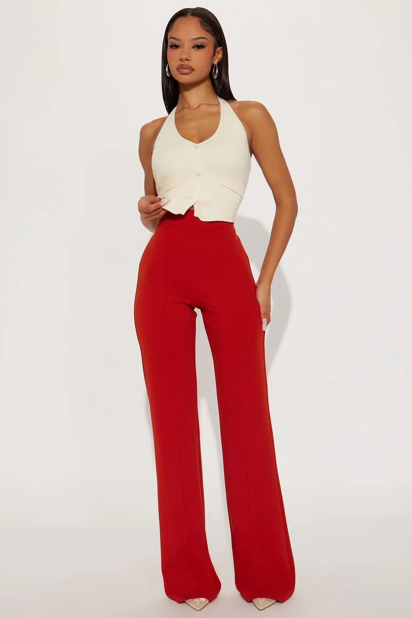 Tall Victoria High Waisted Dress Pants - Rust