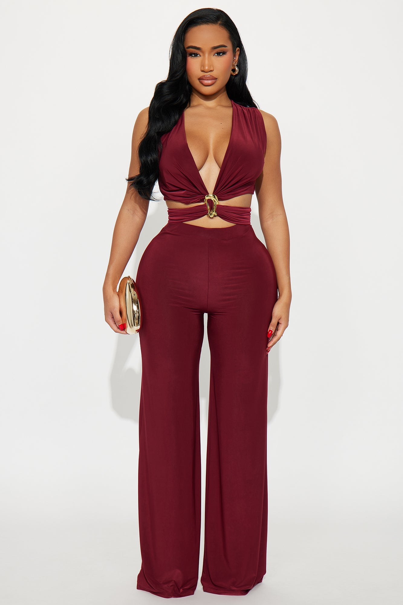 Goddess Hour Pant Set - Burgundy