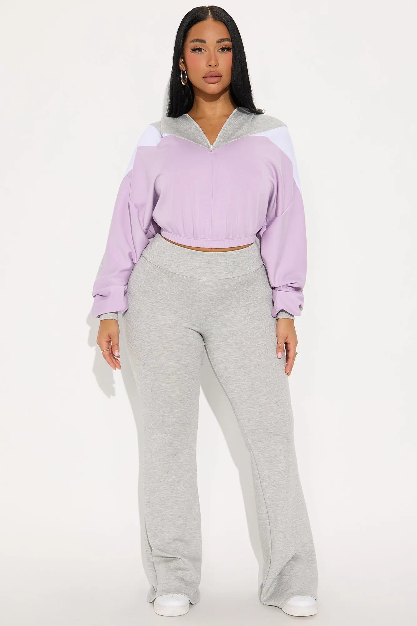 Endless Joy Quarter Zip Pant Set - Lavender