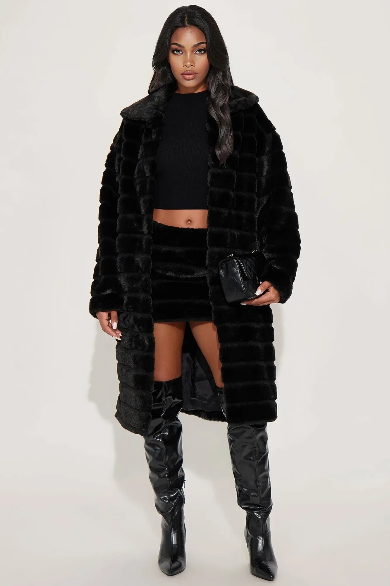 Paloma Faux Fur Micro Mini Skirt - Black