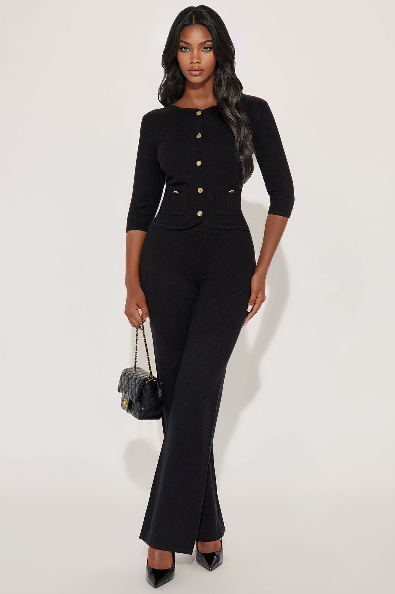 Valerie Sweater Pant Set - Black