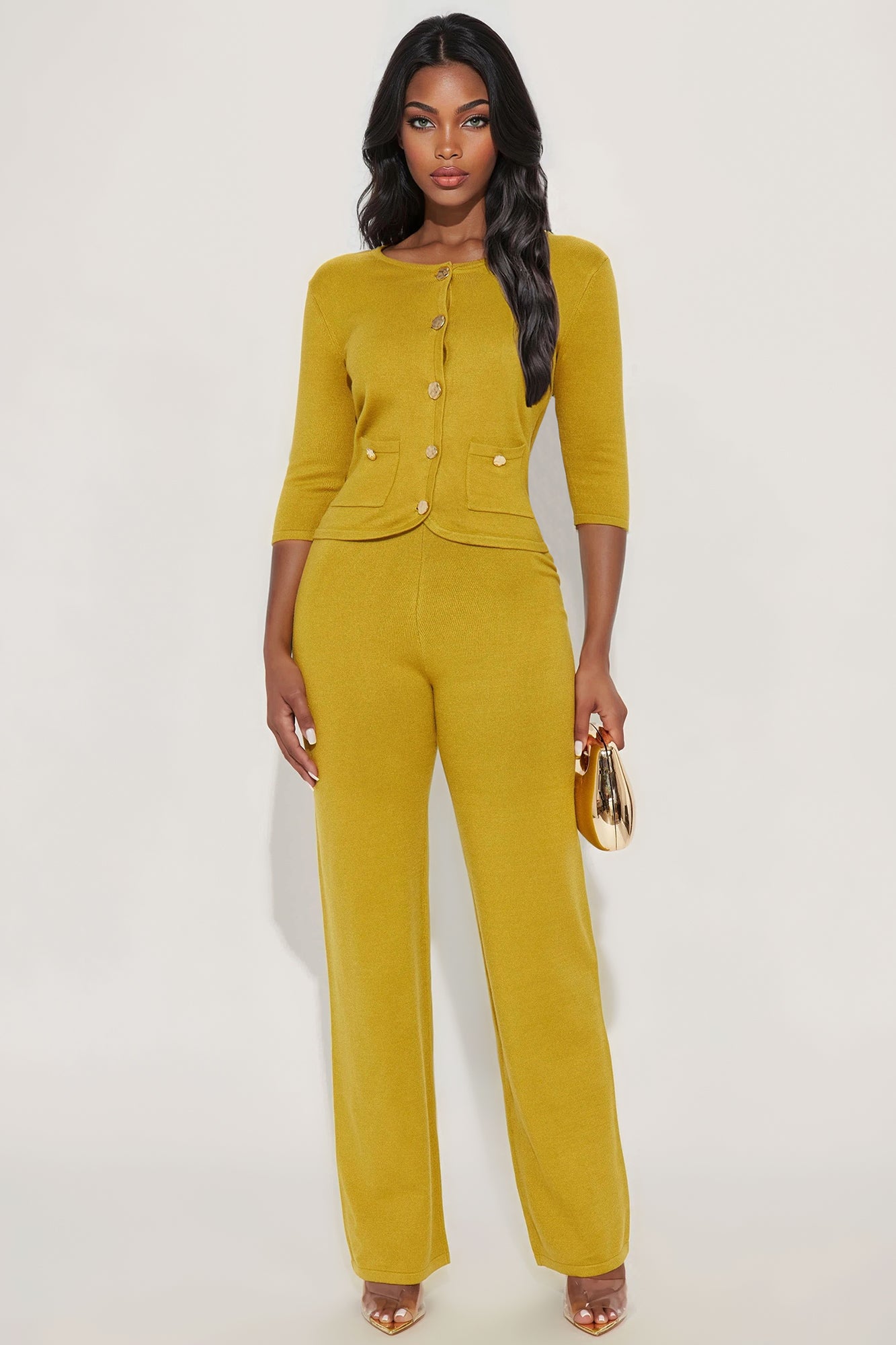 Valerie Sweater Pant Set - Chartreuse