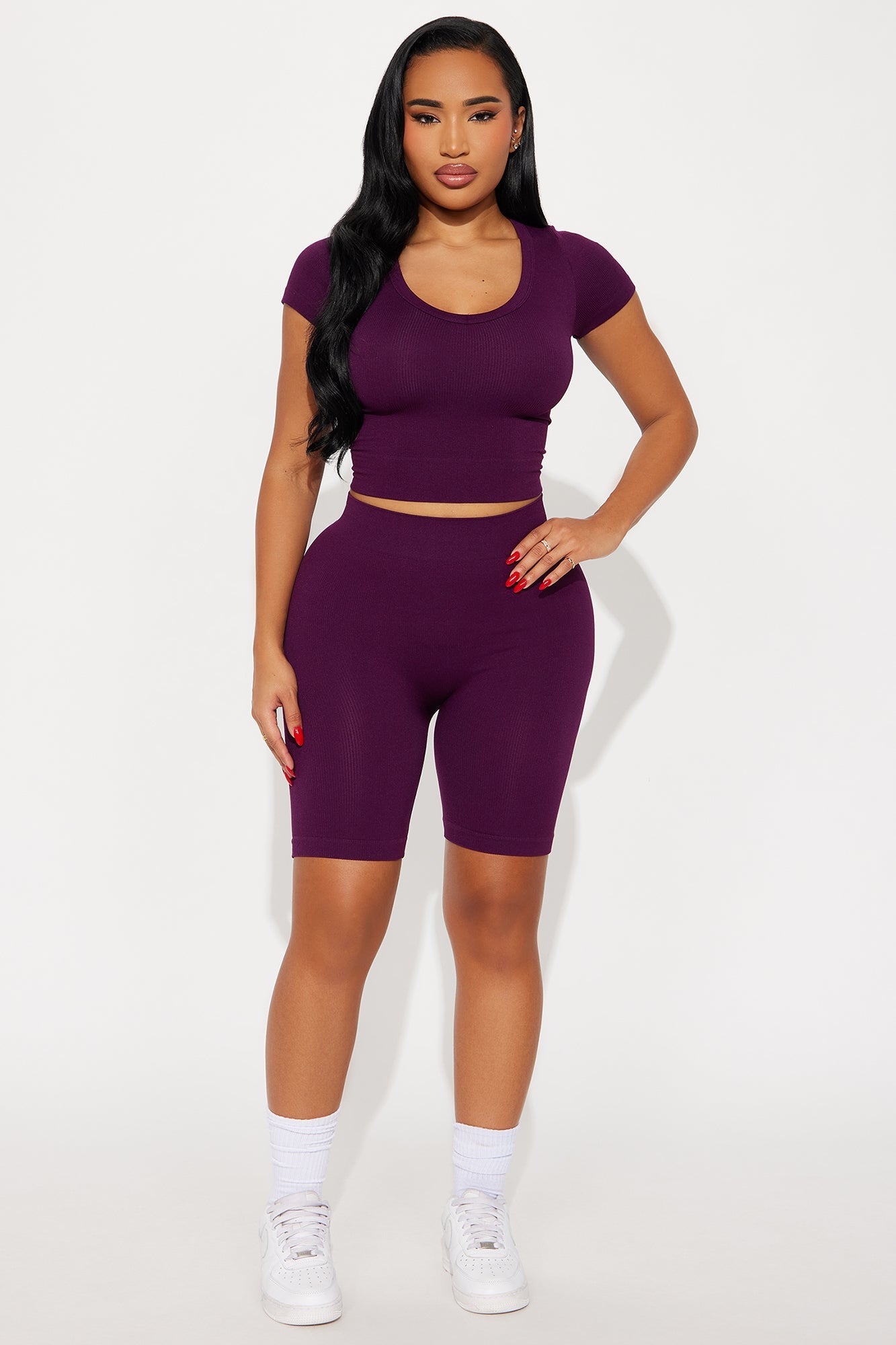Alisa Seamless Short Set - Eggplant
