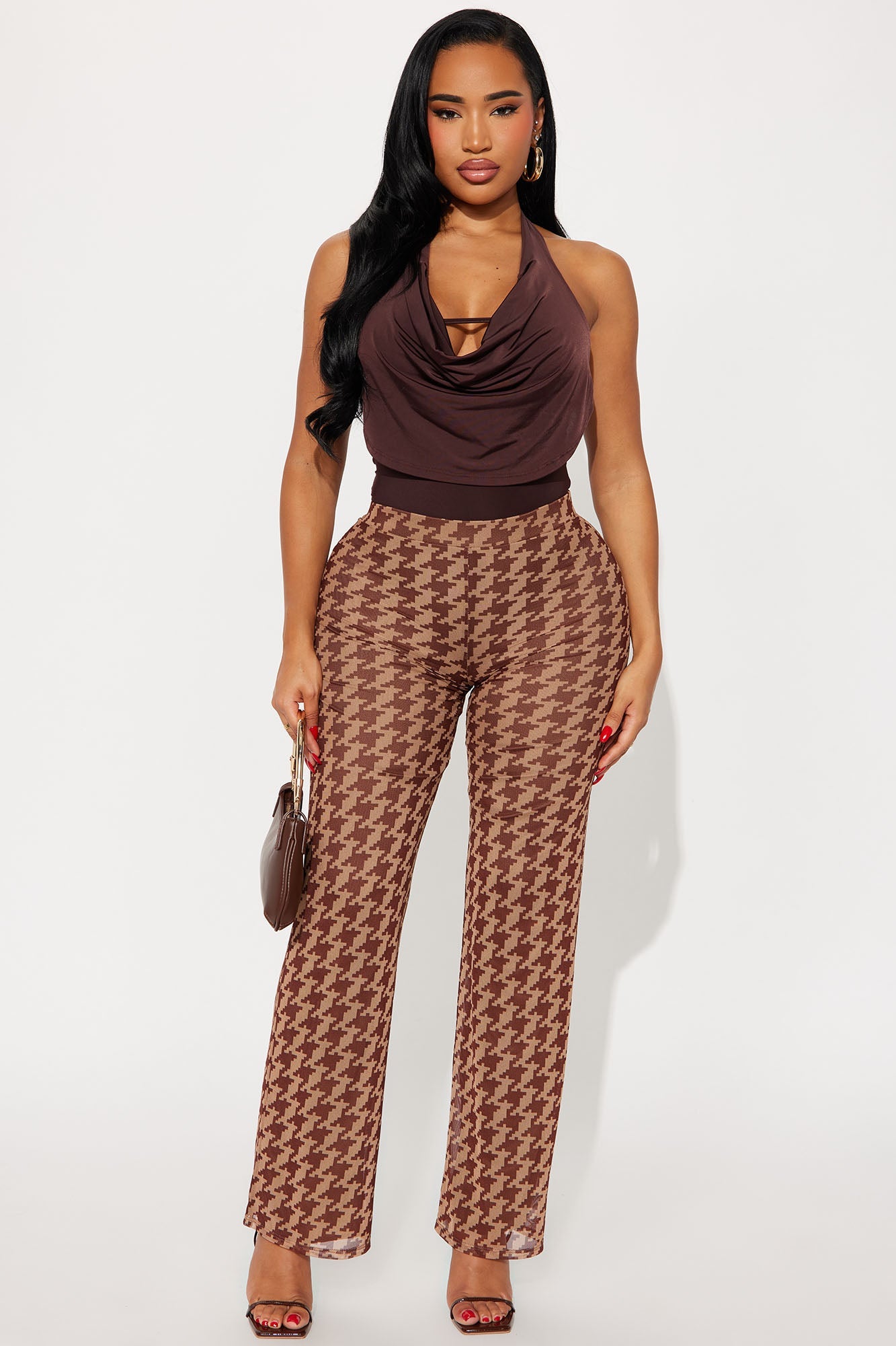 Indie Houndstooth Mesh Pant 33″ - Brown/combo
