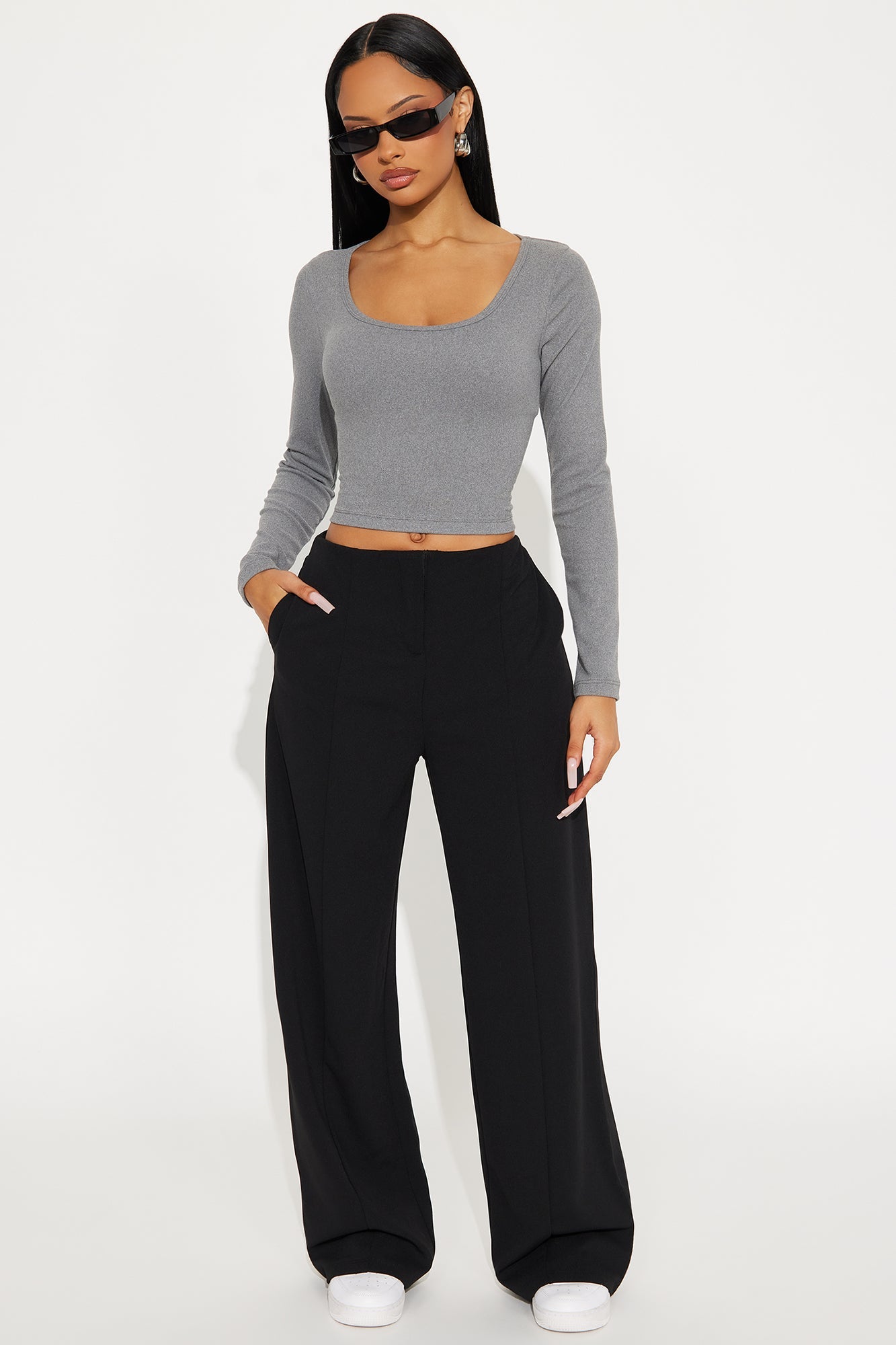On A Conference Call Wide Leg Trouser Pant 31 - Black