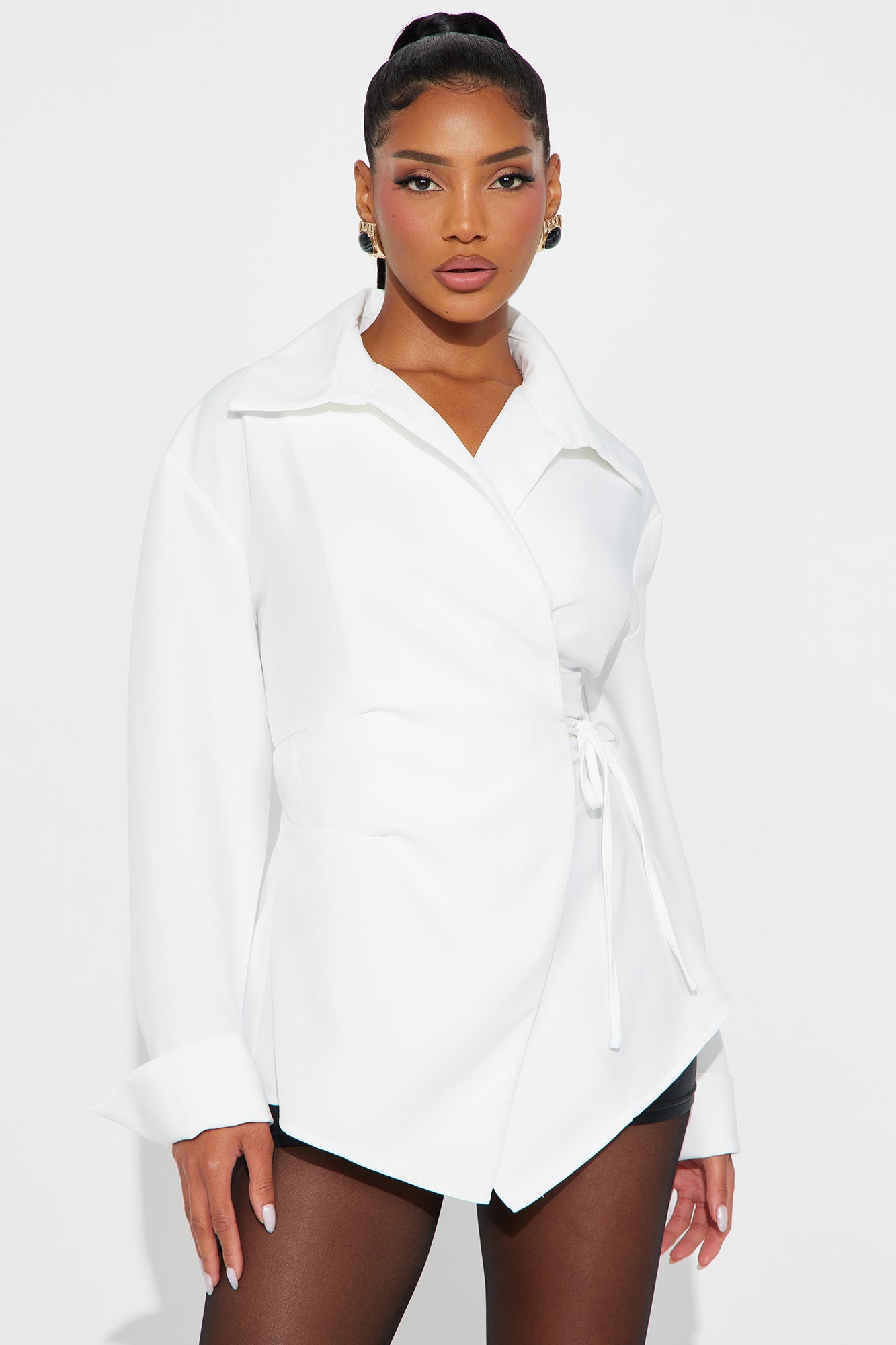 Soft Life Season Tie Waist Top - White