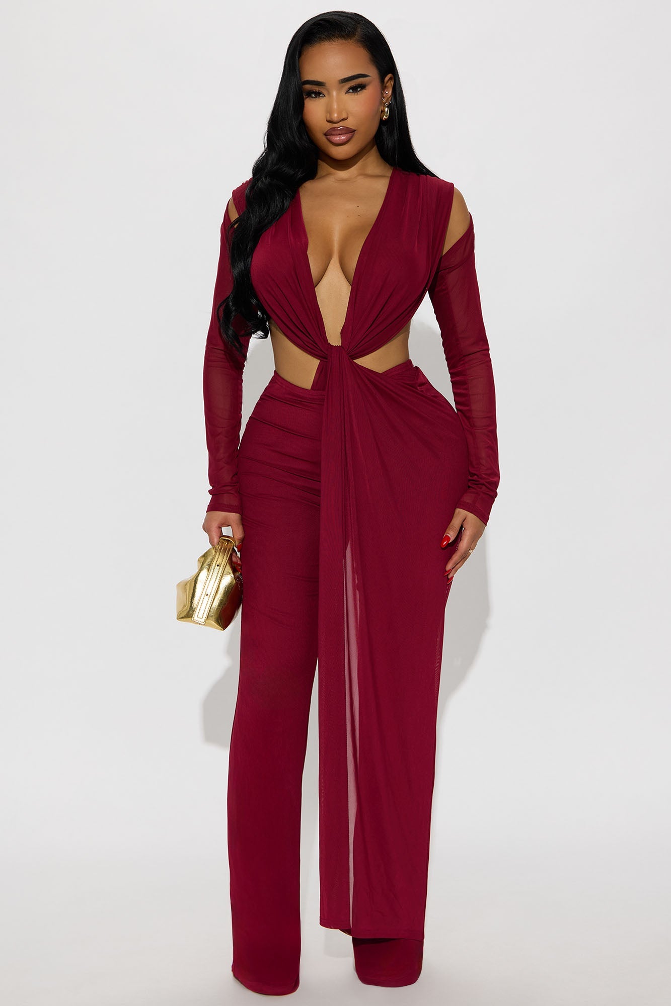 Soleil Straight Leg Jumpsuit - Burgundy