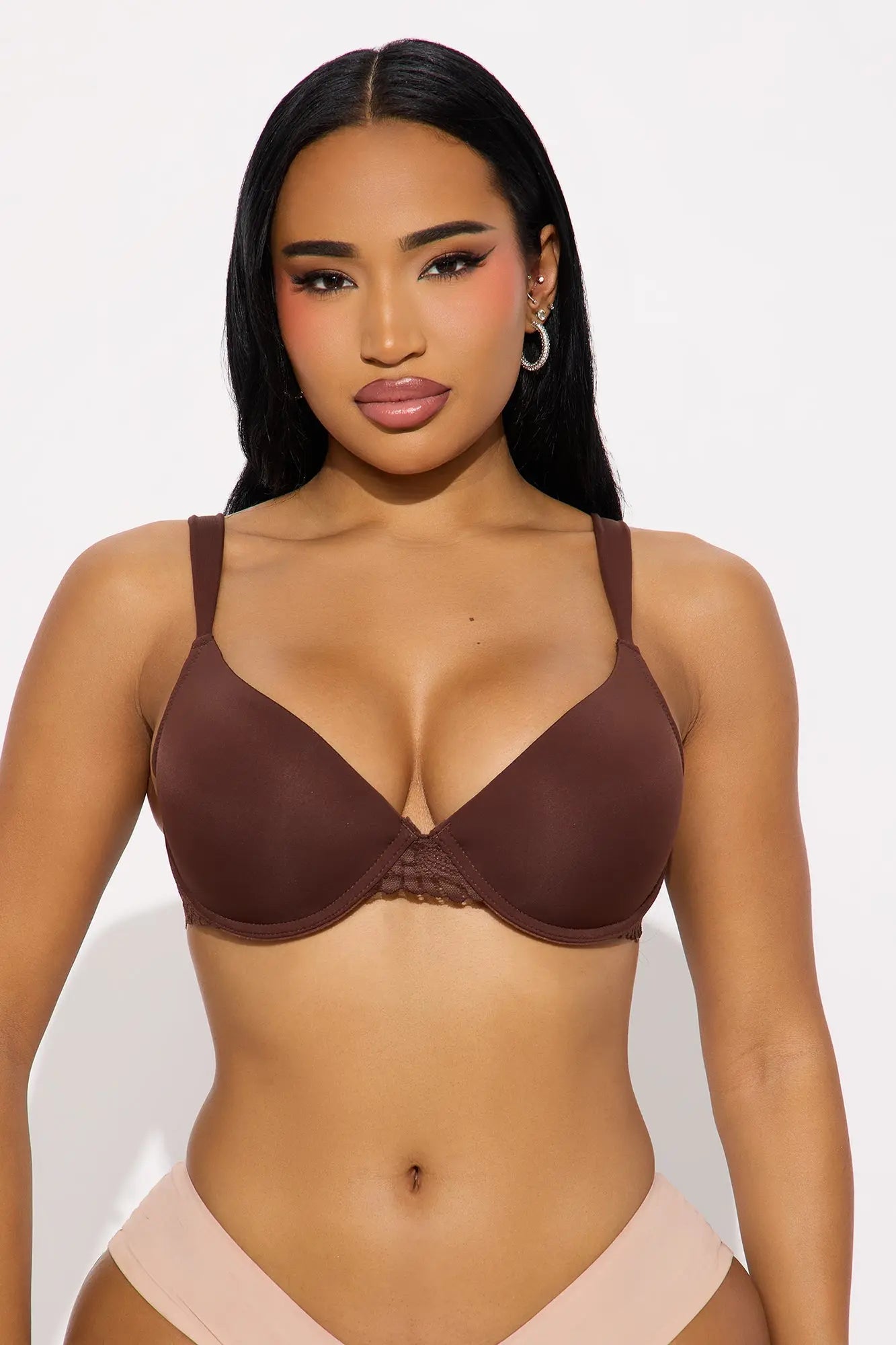 Hold Me Right Lightly Padded Comfort Strap T Shirt Bra - Brown