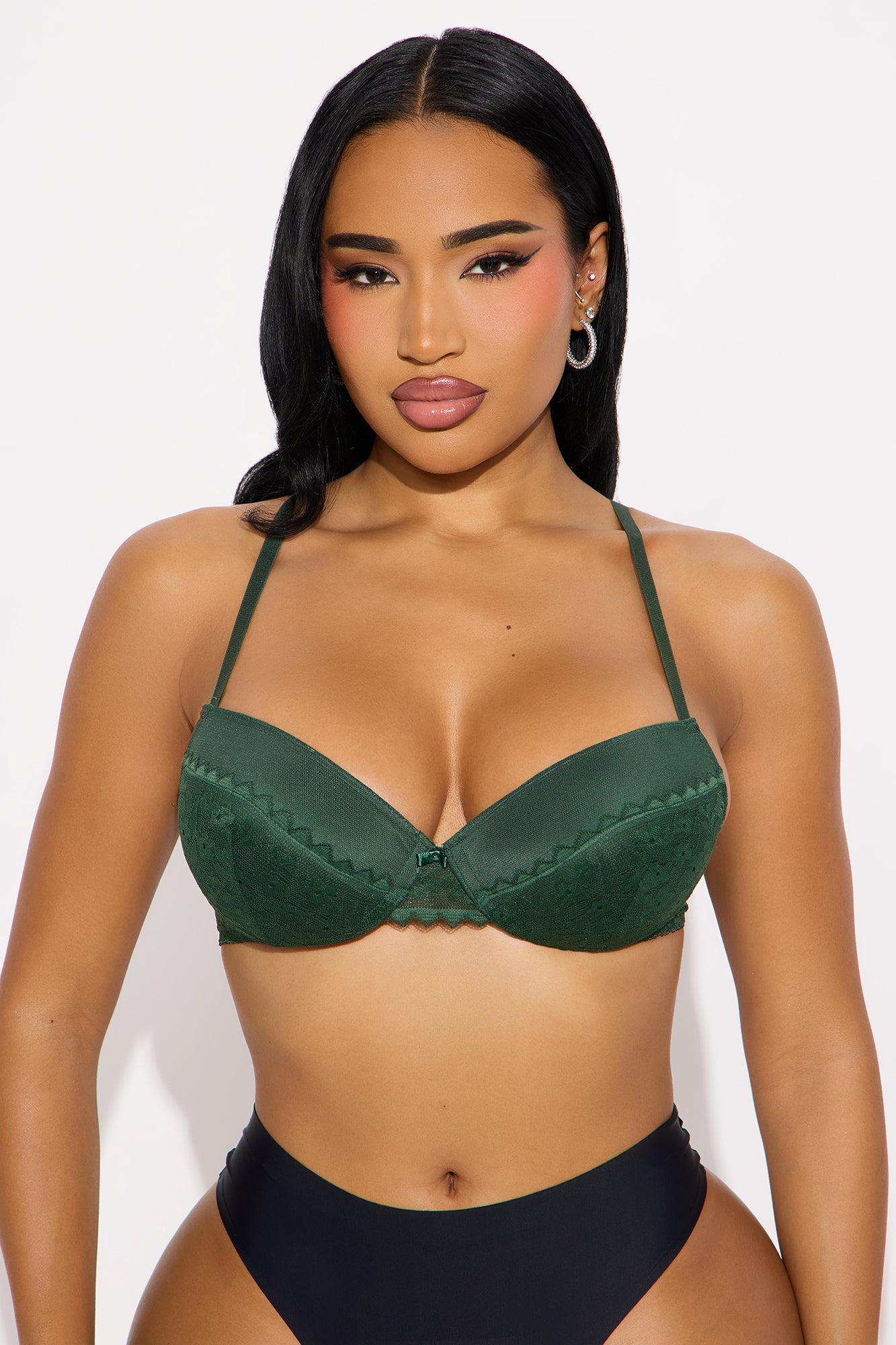 Handle With Care Push Up Demi Bra - Hunter Green