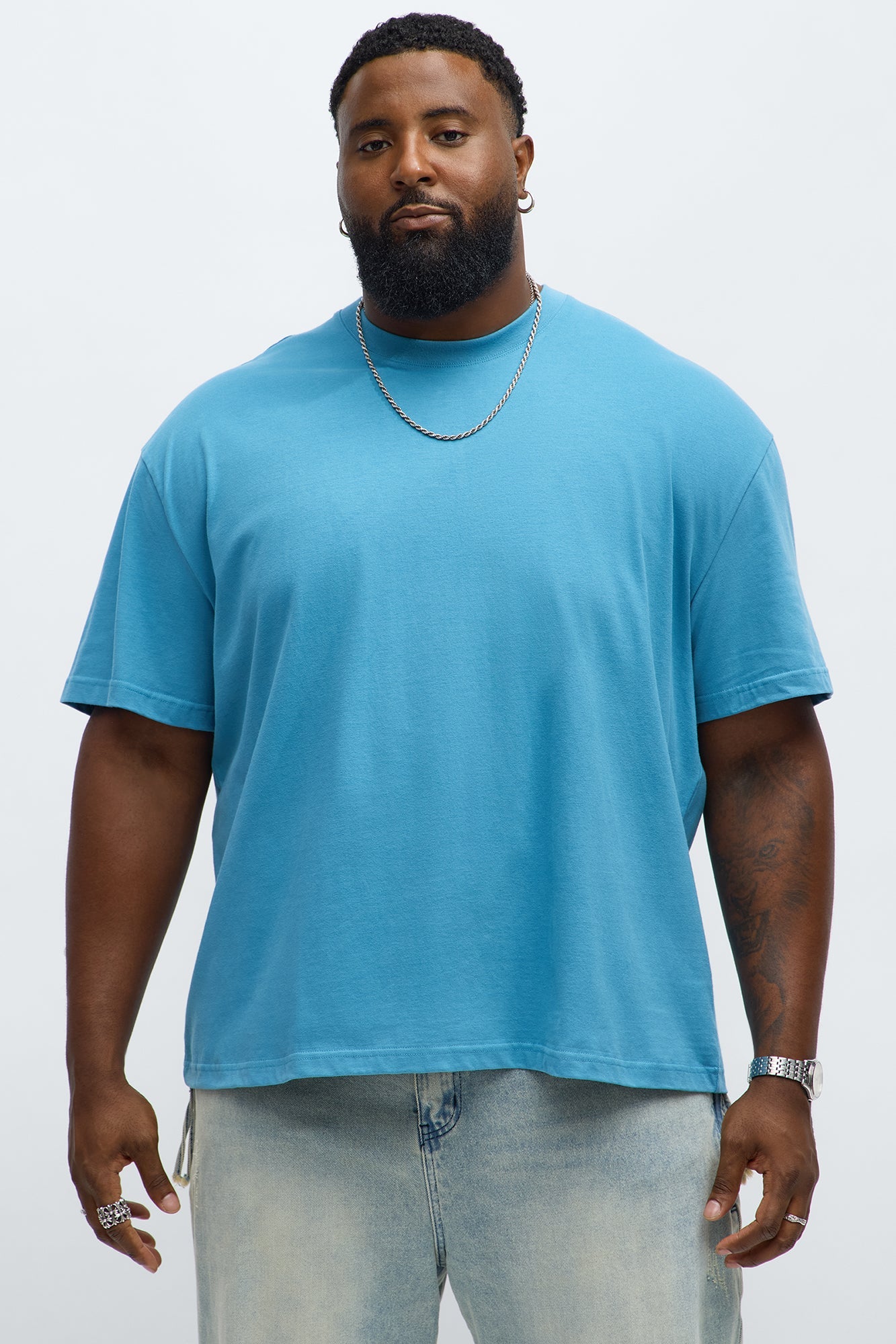 Premium Relaxed Soft Cotton Tee - Blue