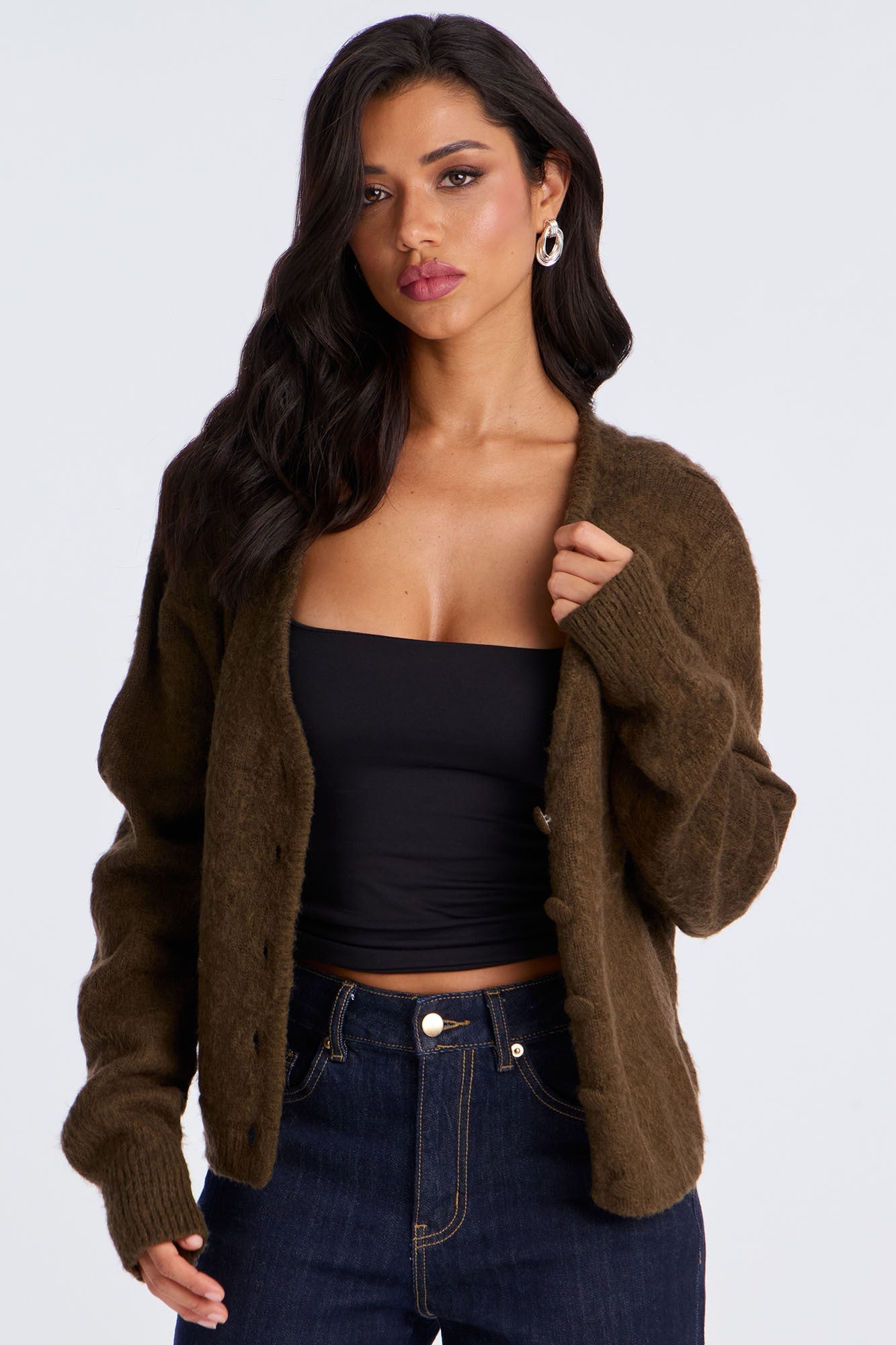 Yours To Keep Washed Cardigan - Olive