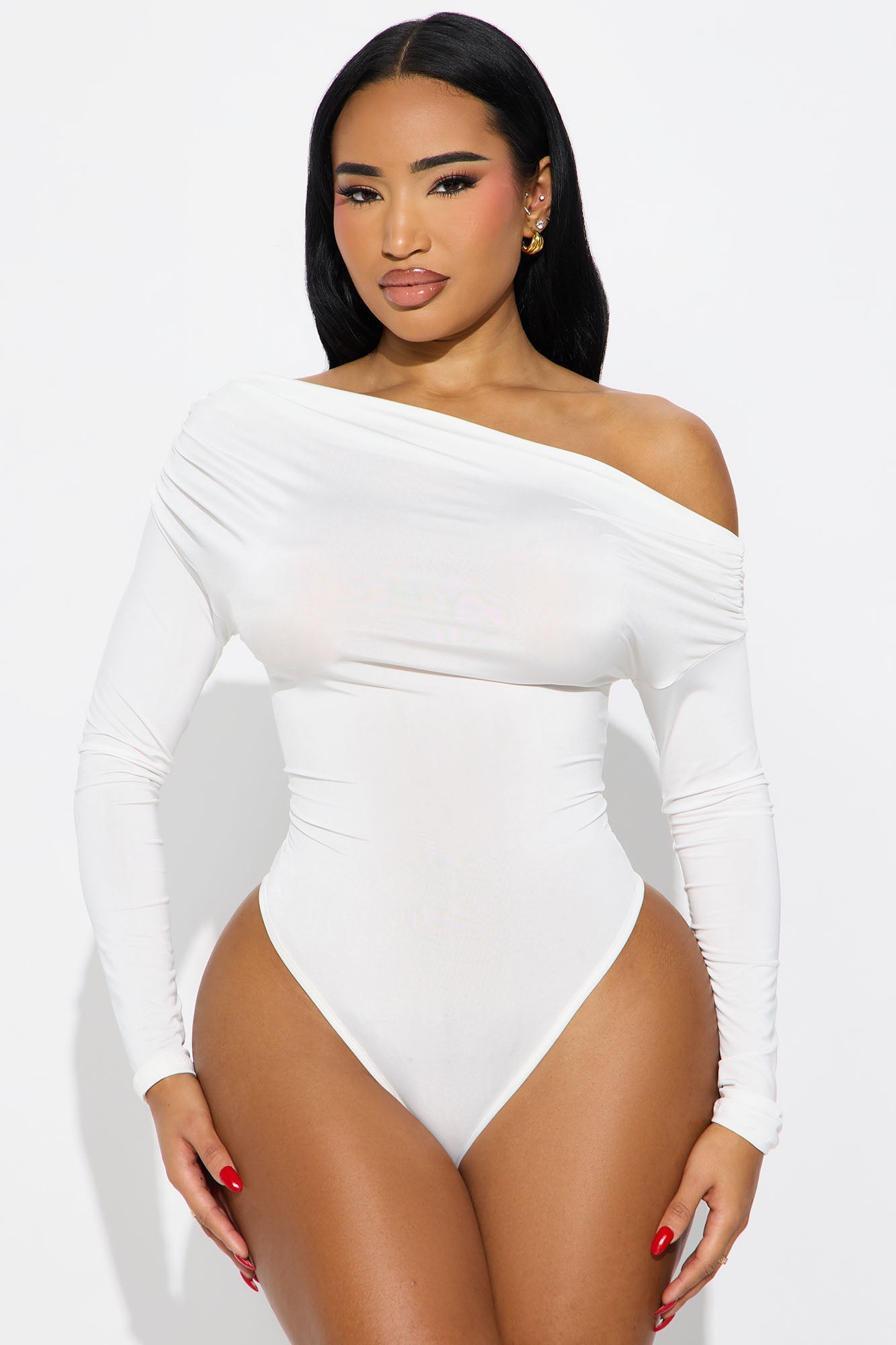 Girls Night Off Shoulder Bodysuit - Cream
