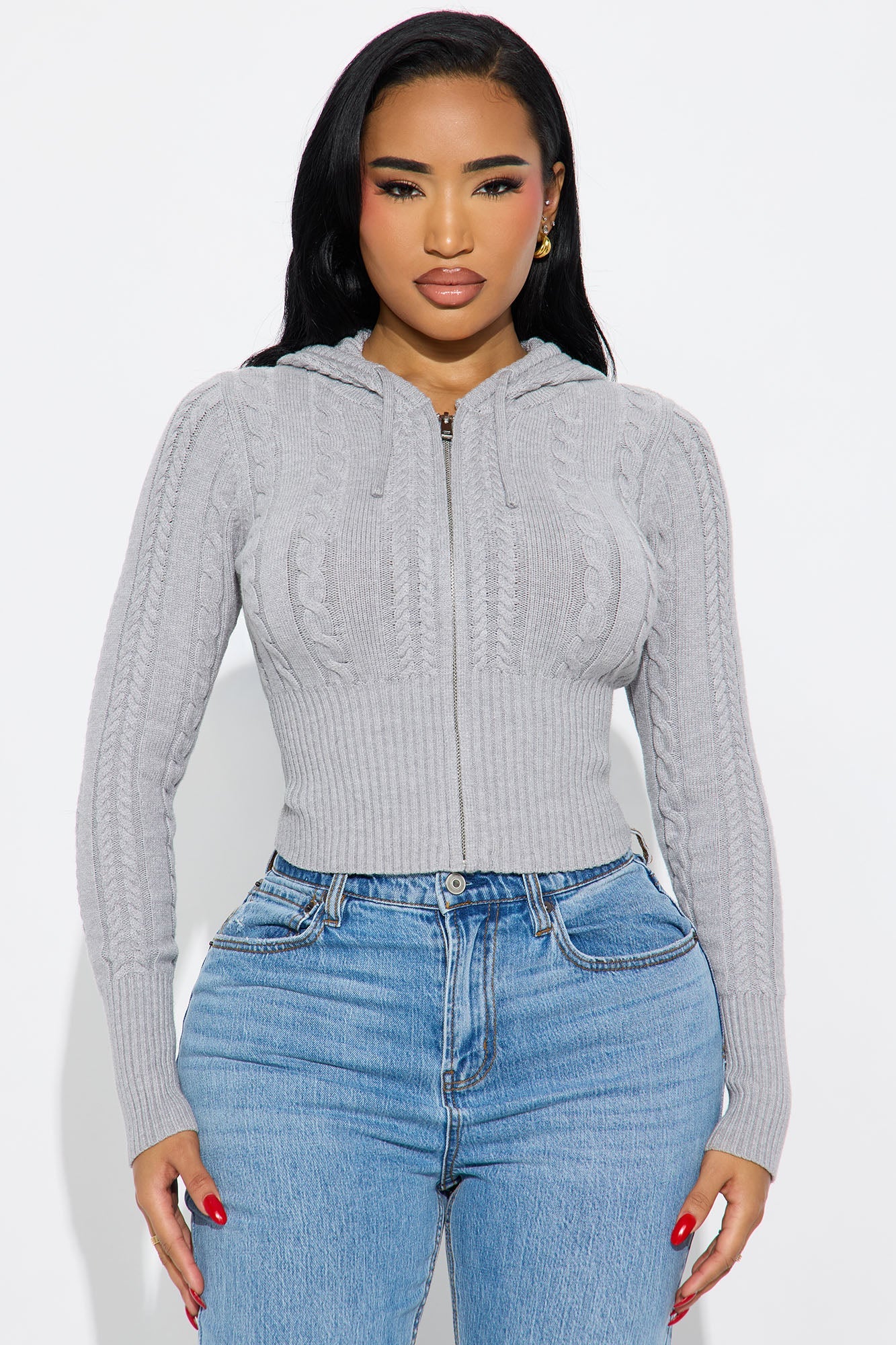 Everyday Thing Cable Knit Sweater - Grey