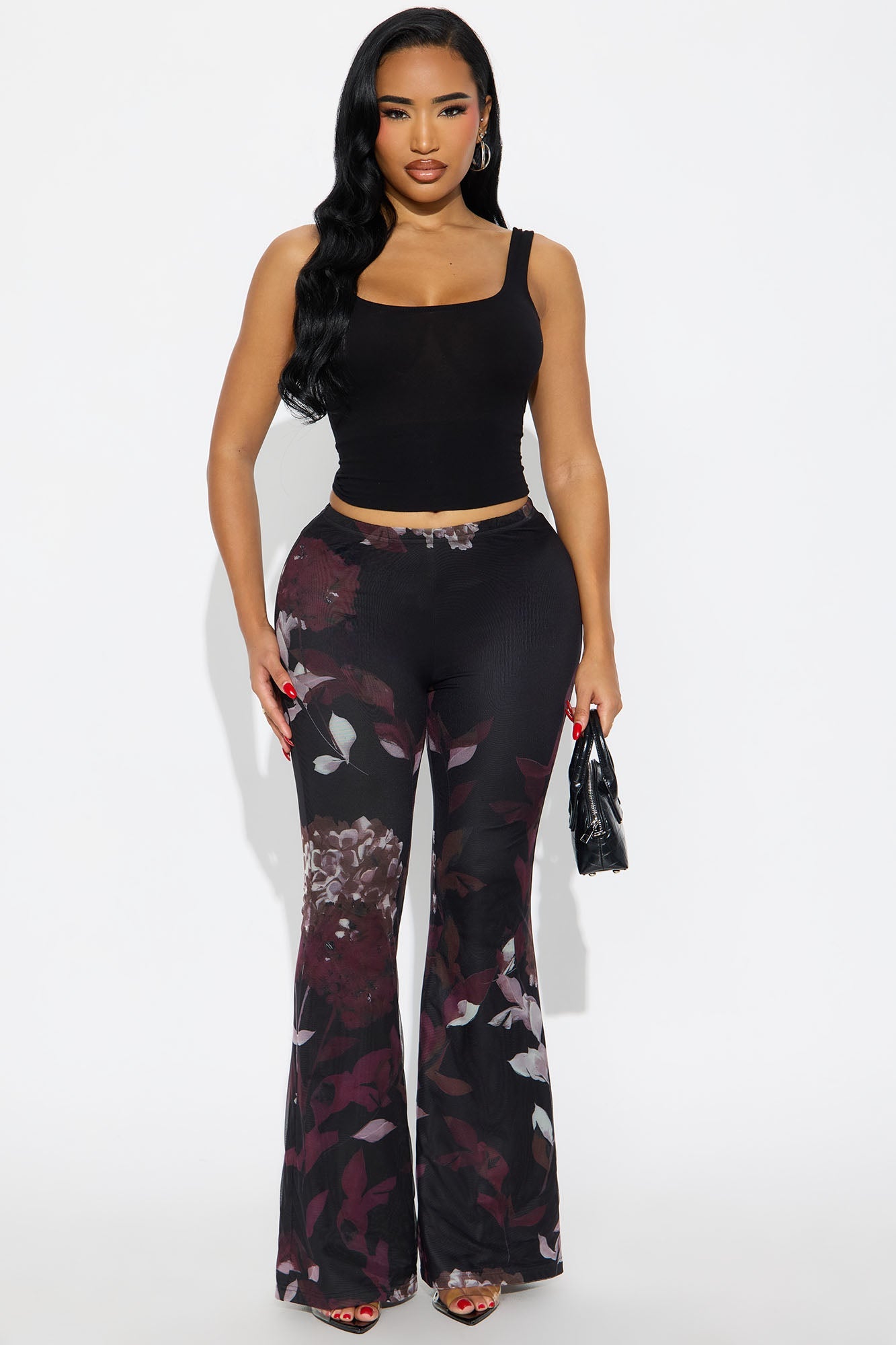 Garden Muse Mesh Flare Pant 32″ - Burgundy/combo
