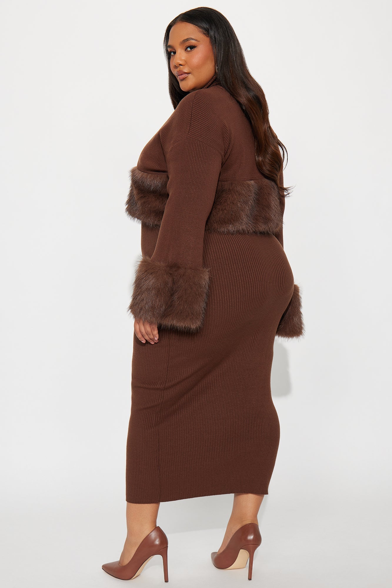 On The Town Maxi Dress Set - Brown
