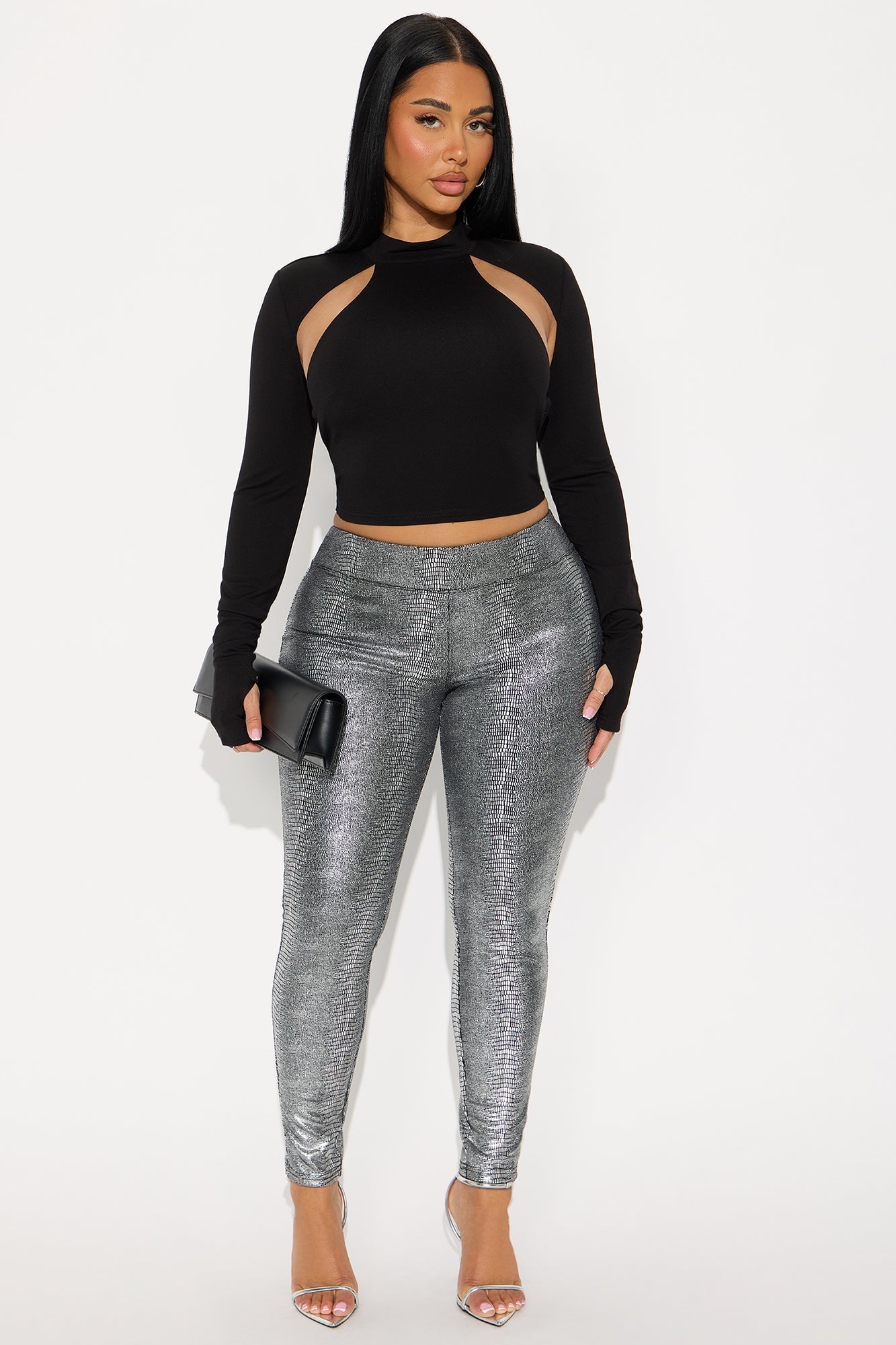 Exclusive Access Metallic Legging 28″ - Silver