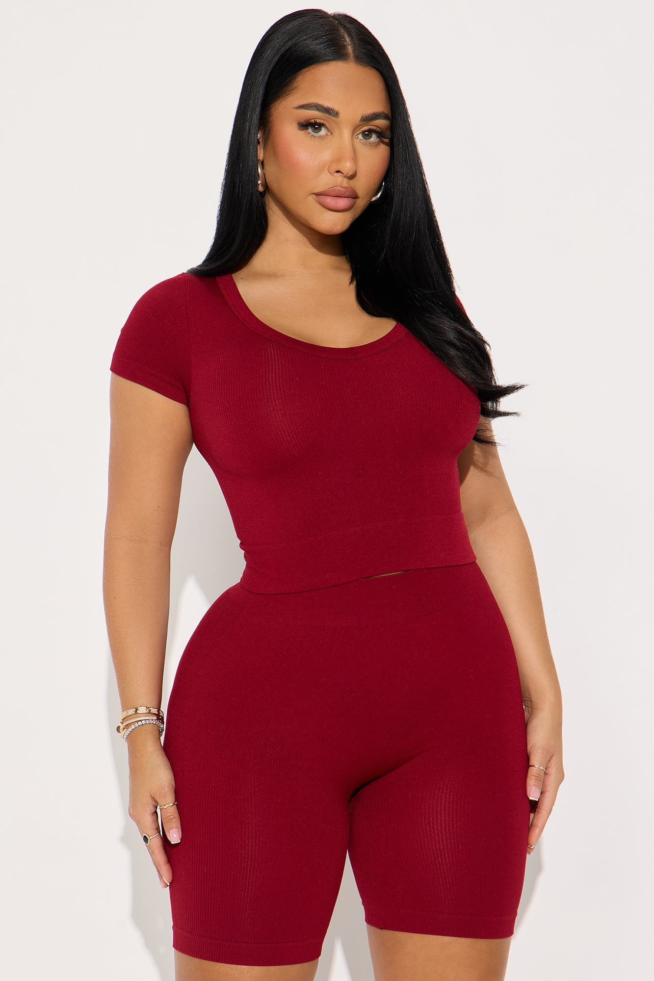 Alisa Seamless Short Set - Burgundy