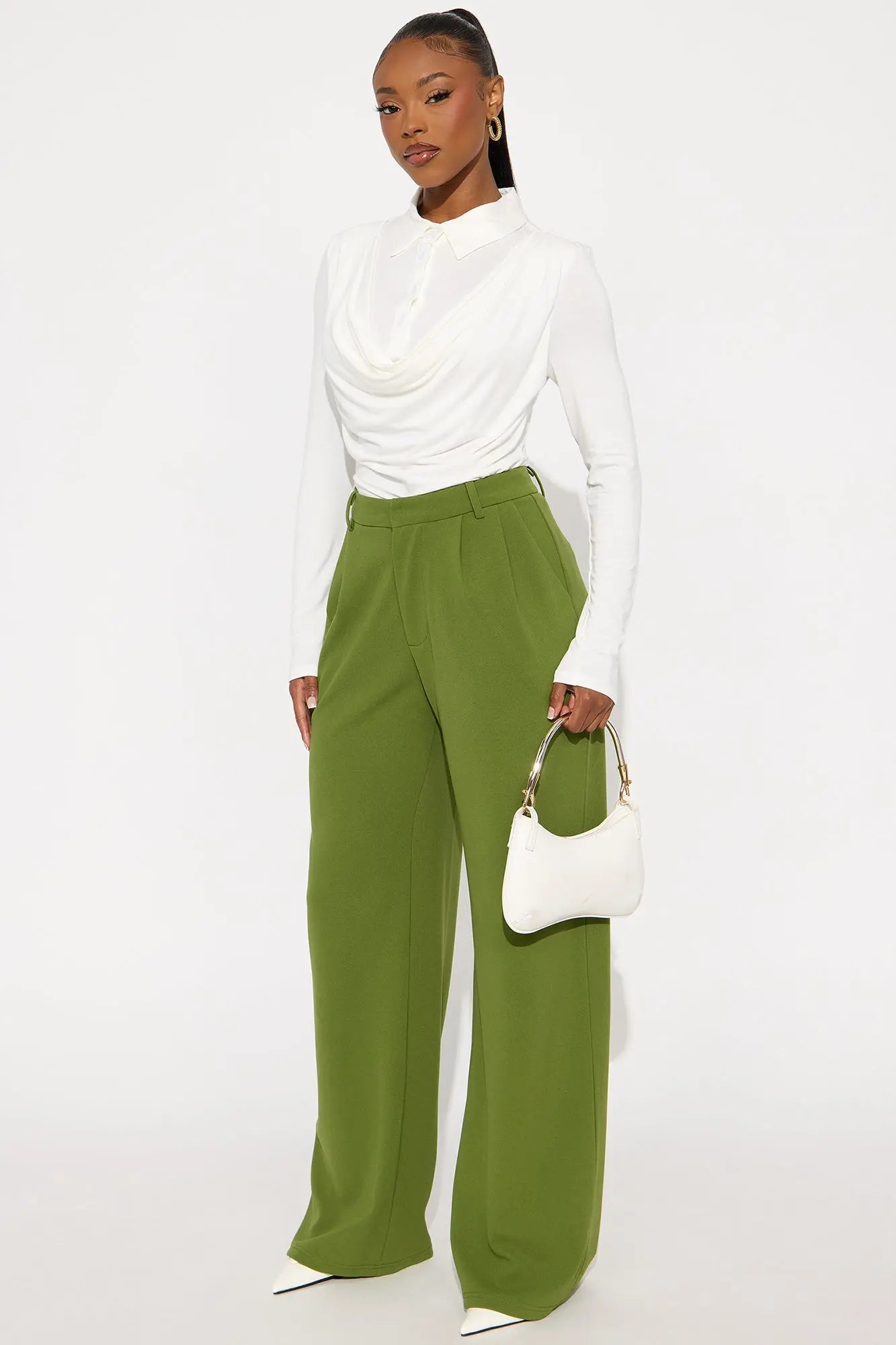 Elma Wide Leg Trouser - Green
