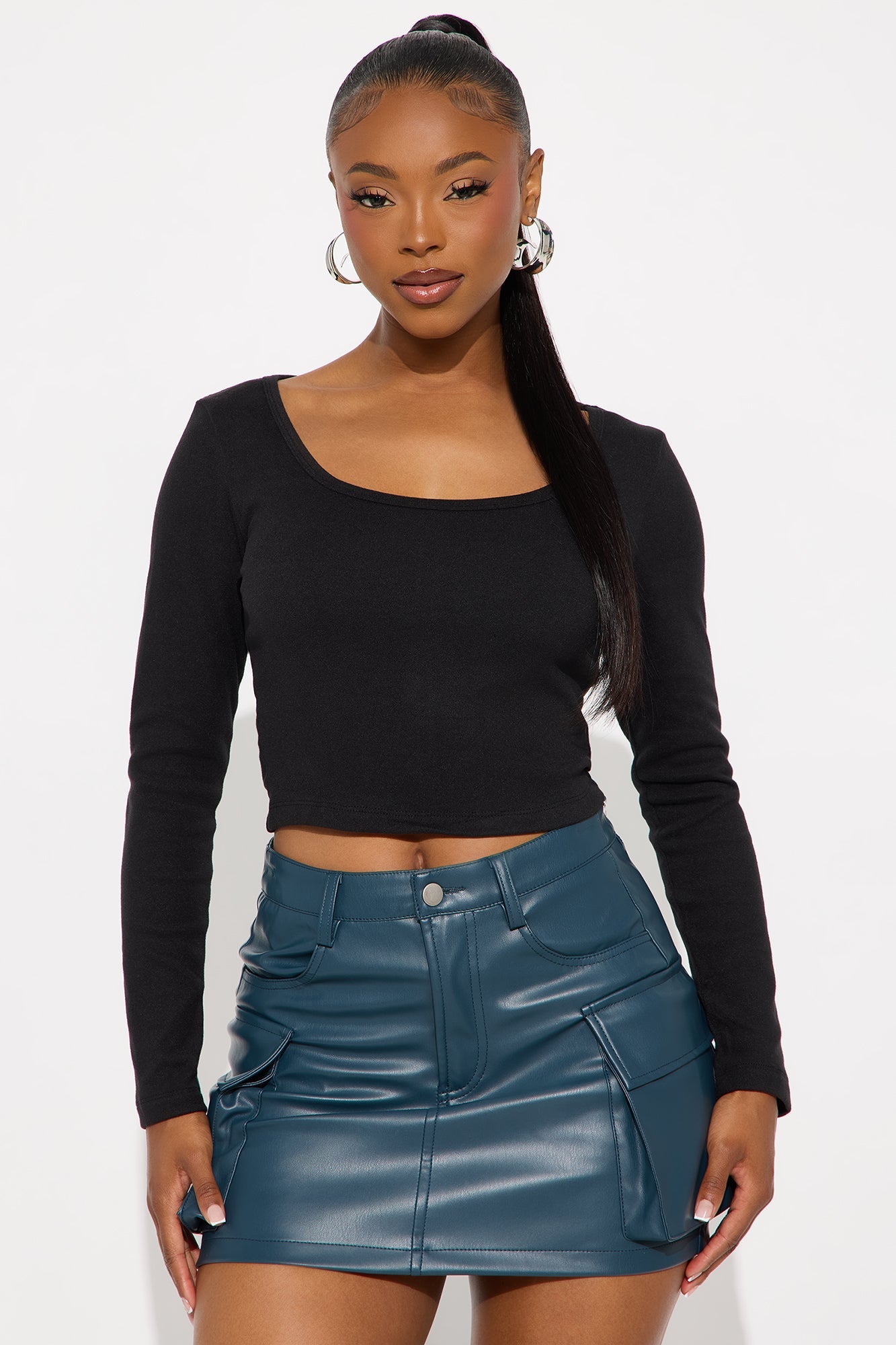 Gia Scoop Neck Double Lined Top - Black