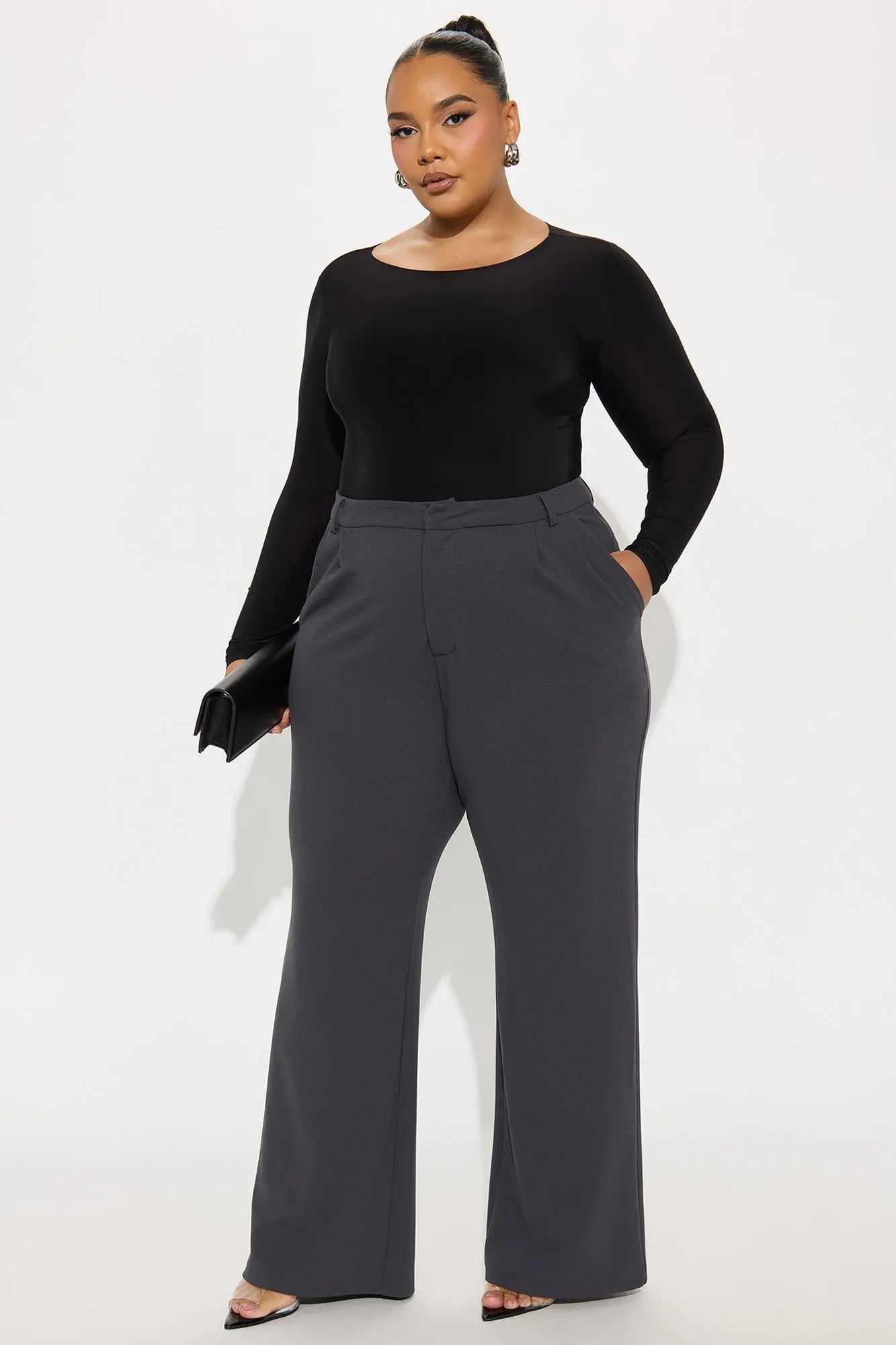 Elma Wide Leg Trouser - Charcoal