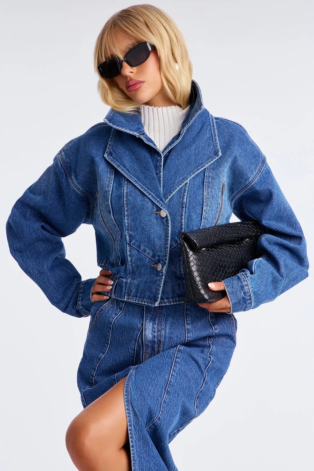 Isabel Denim Bomber Jacket - Medium Wash