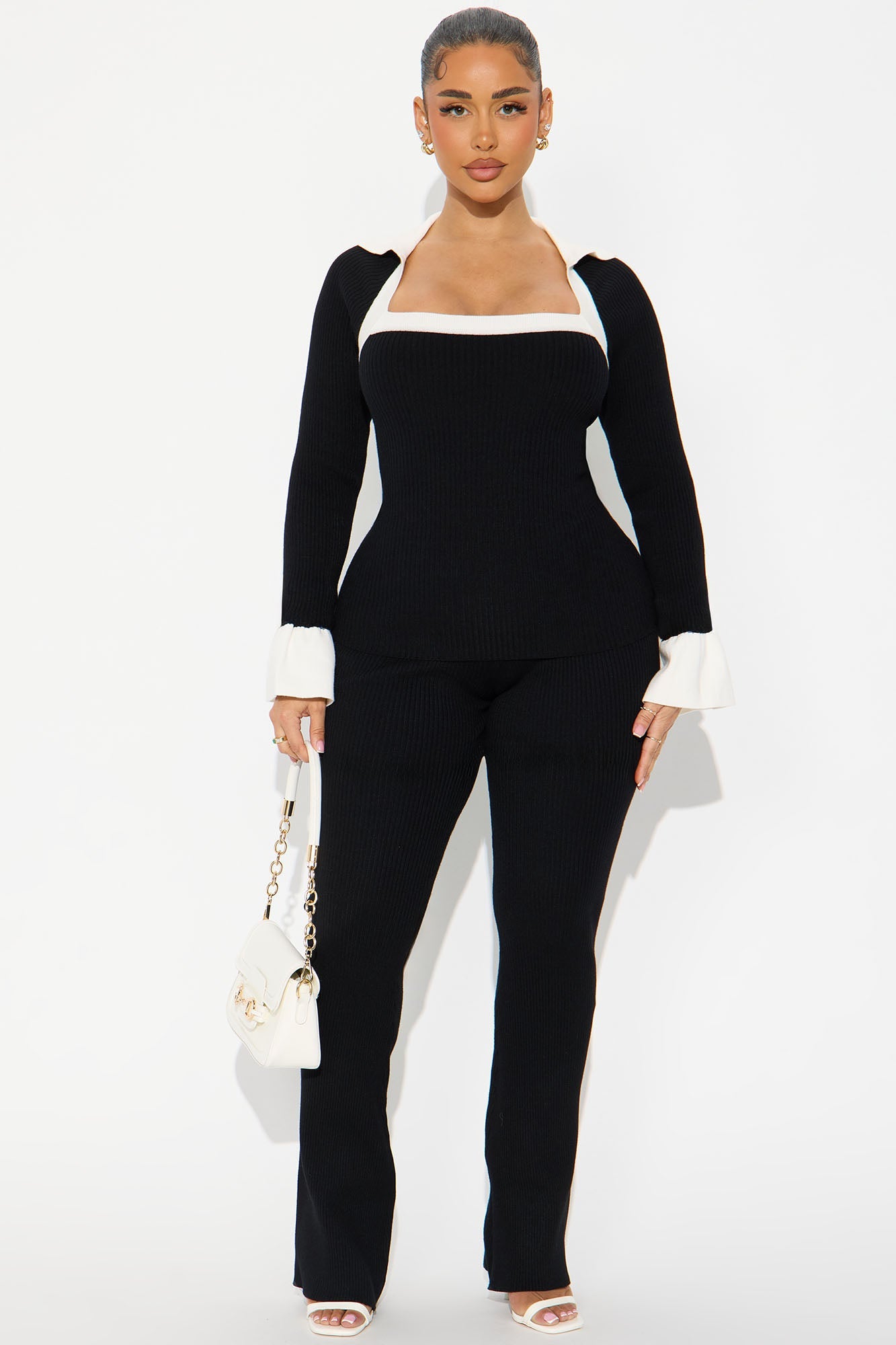 Amara Sweater Pant Set - Black/White