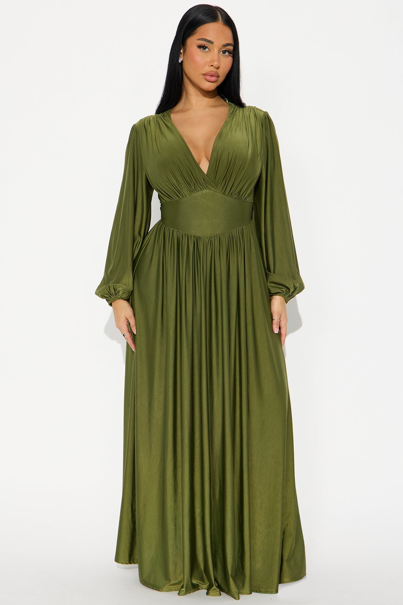 Vivi Long Sleeve Maxi Dress - Olive