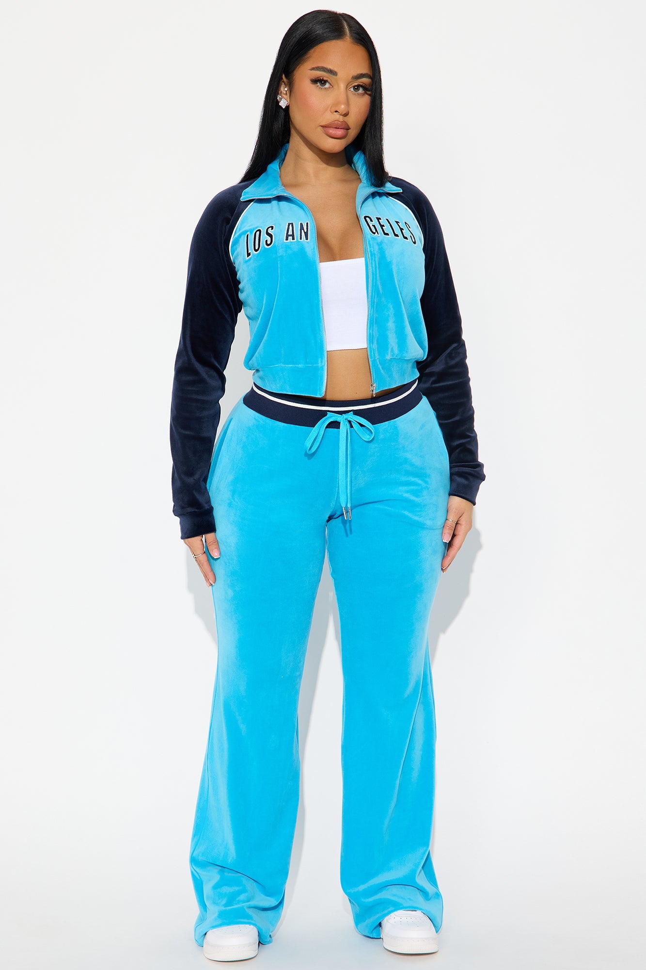 California Livin' Velour Pant Set - Aqua