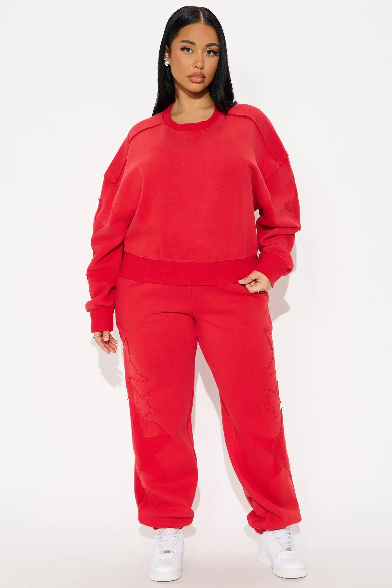 Star Girl Fleece Jogger Set - Red