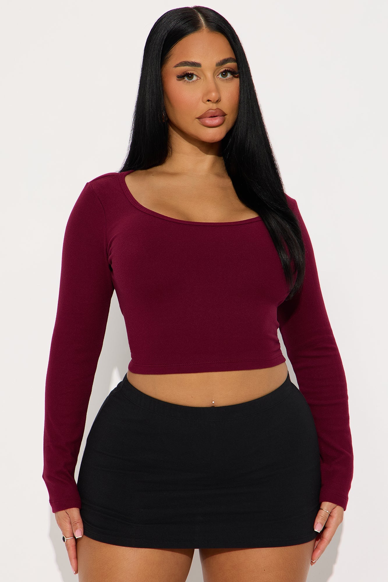 Gia Scoop Neck Double Lined Top - Burgundy