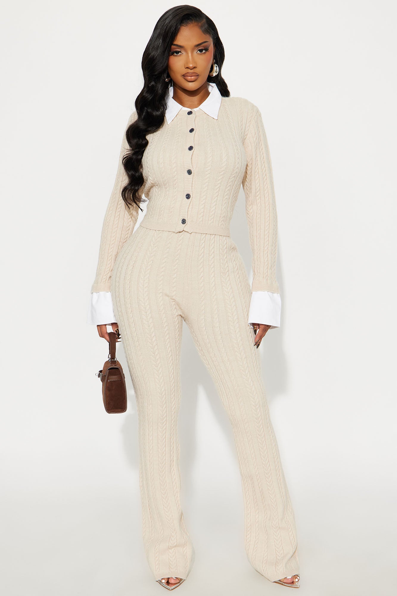 Prep Agenda Sweater Pant Set - Cream