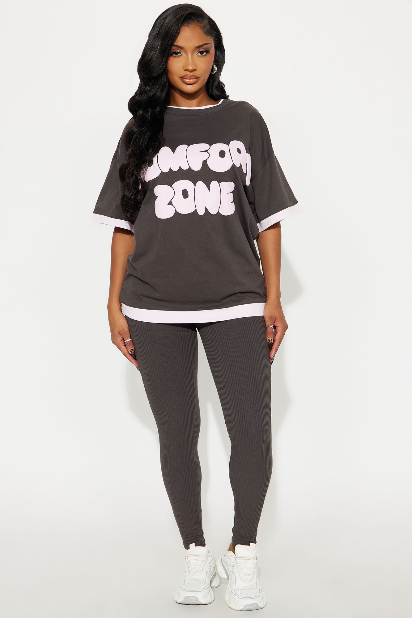 Comfort Zone Oversized T-Shirt Legging Set - Charcoal