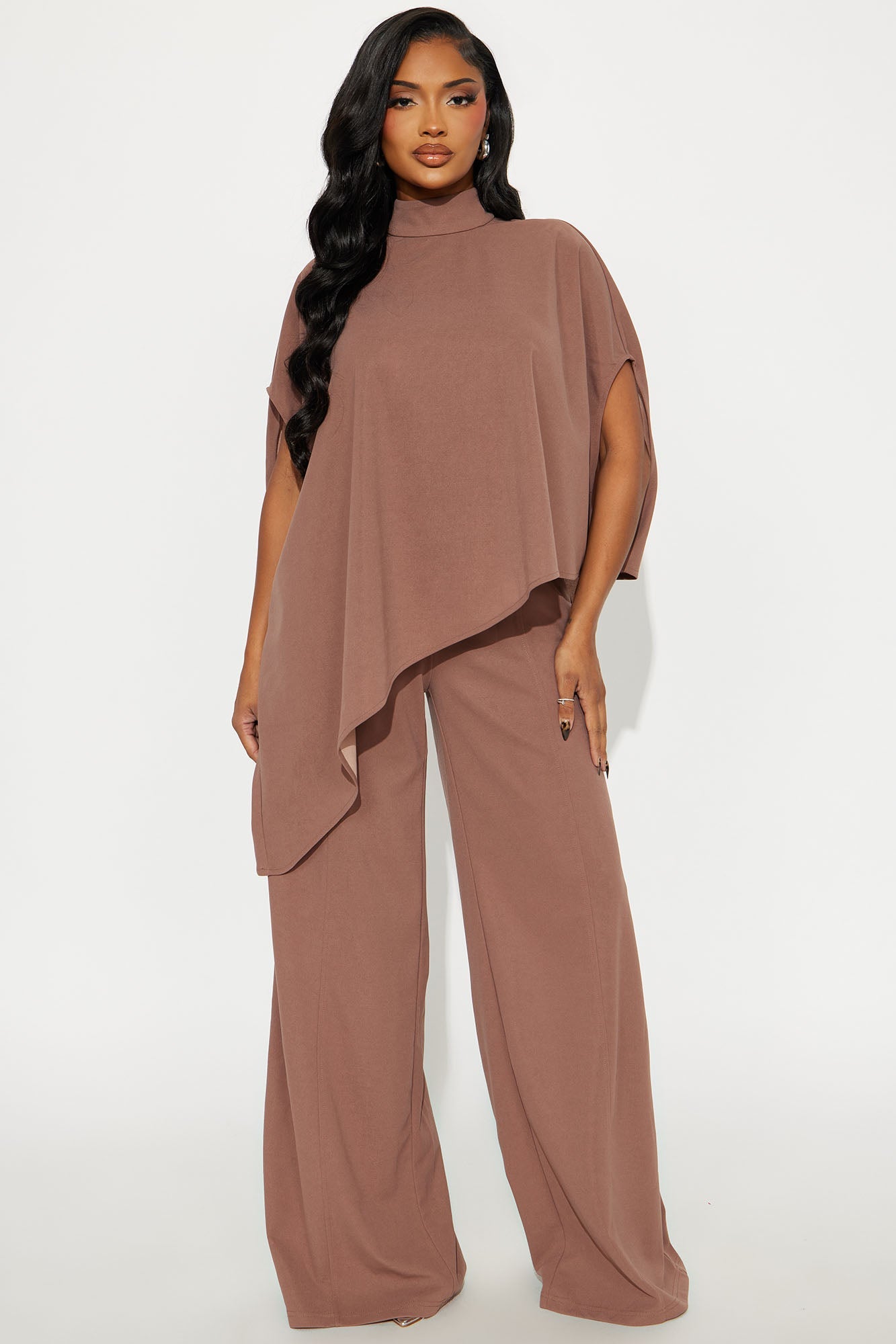 Diana Draped Pant Set - Mocha