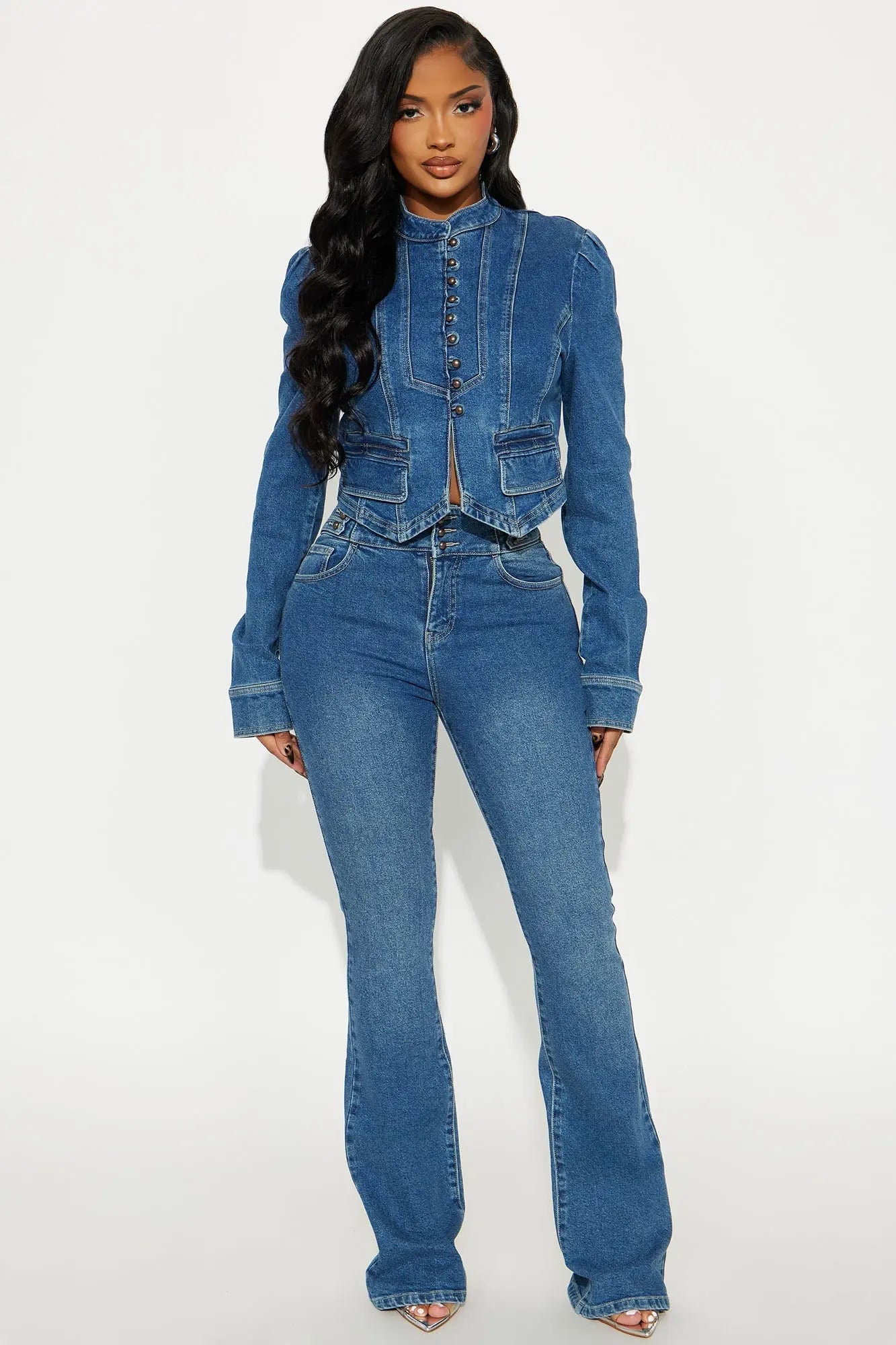 Jocelyn Denim Pant Set - Medium Wash