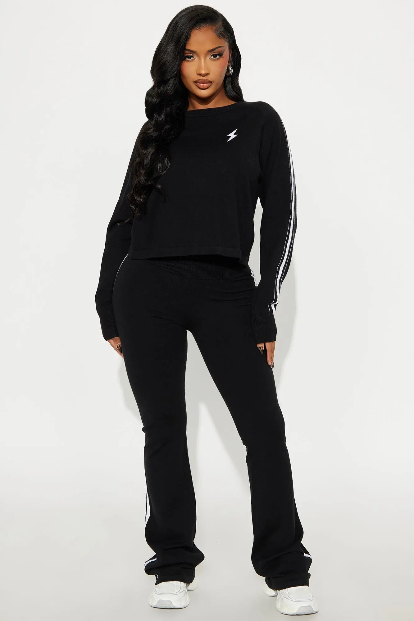 Feeling Electric Sweater Pant Set - Black