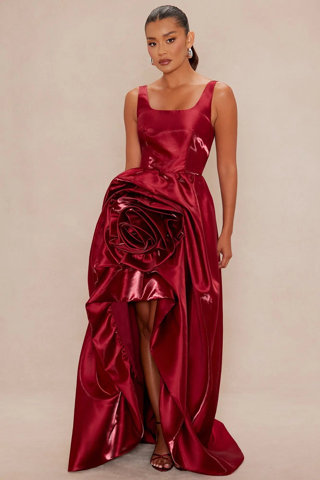 Ravenna Rosette Gown - Burgundy