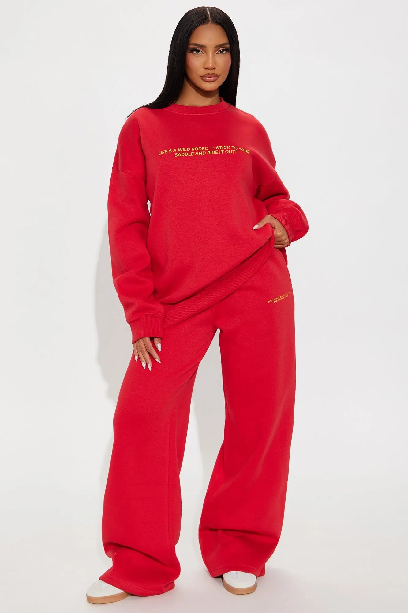 Wild Rodeo Fleece Pant Set - Red