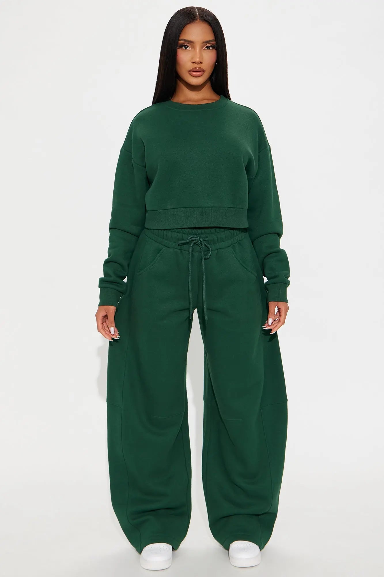 Free Spirit Fleece Barrel leg Pant Set - Hunter