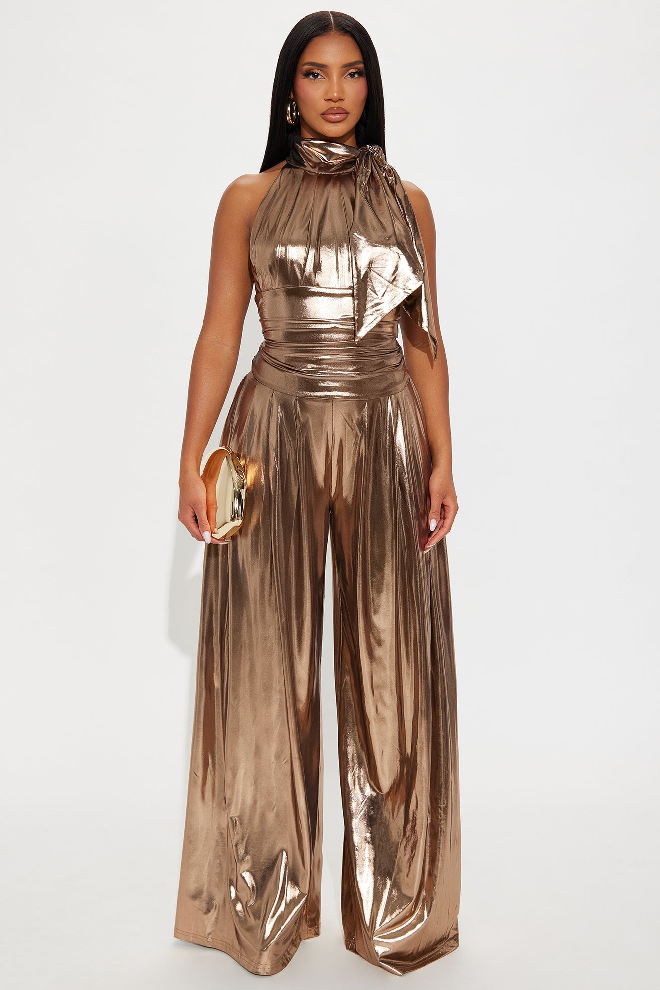 Miranda Metallic Pant Set - Bronze