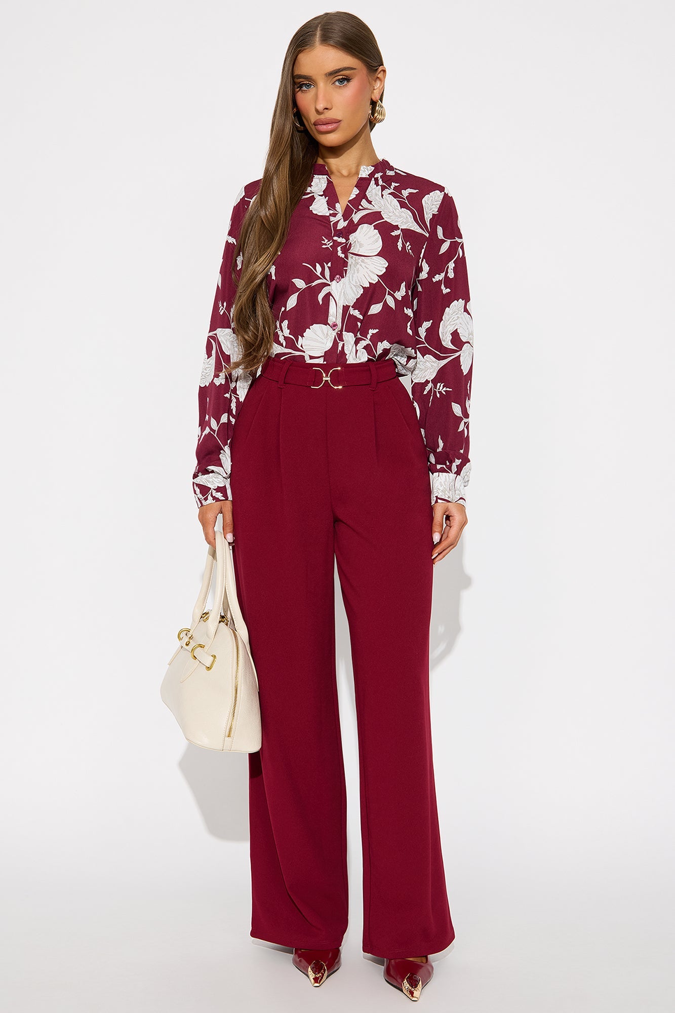Innocent Promise Crepe Knit Wide Leg Pant 31 - Wine