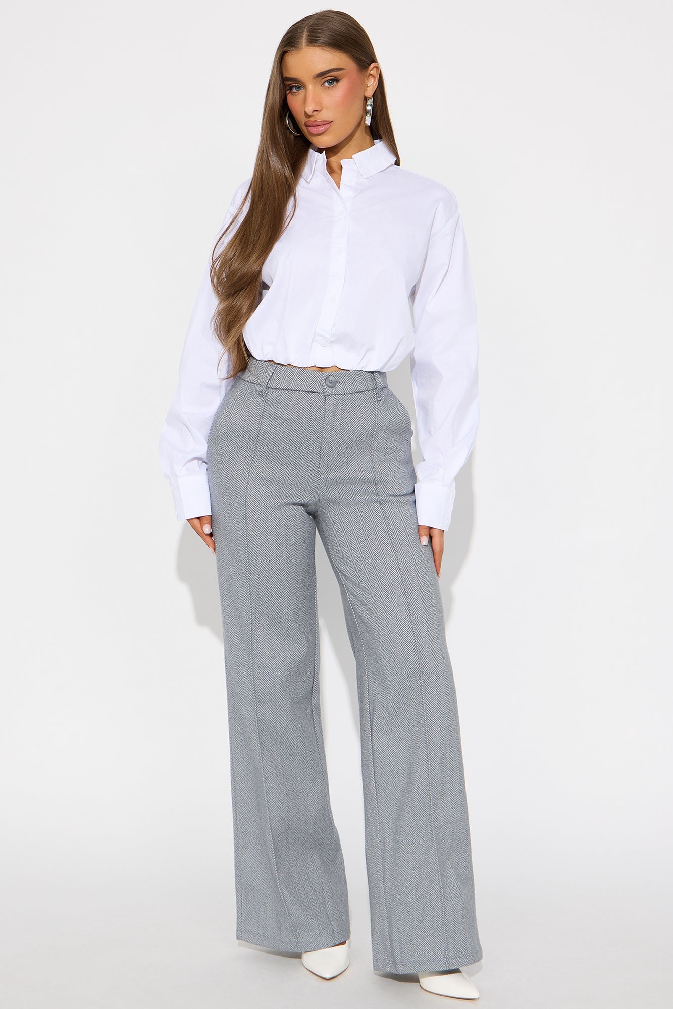Marlena High Rise Wide Leg Pant 33 - Grey