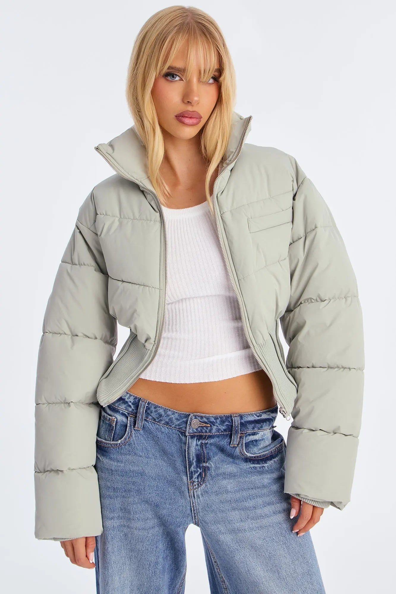 Cold Serve Corset Puffer Jacket - Olive