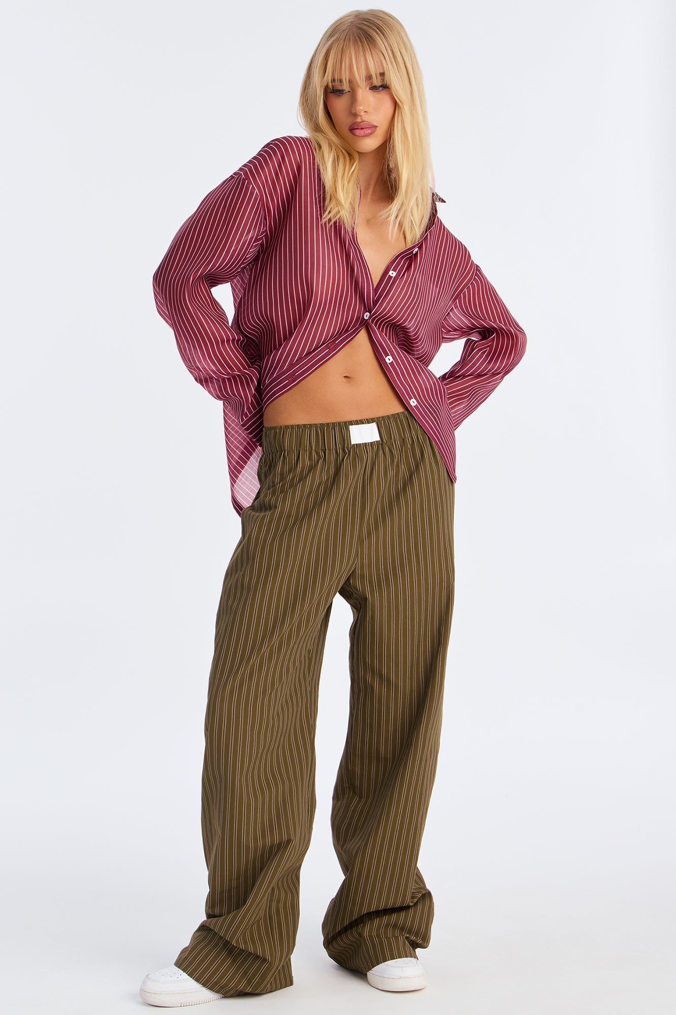 Aurora Striped Boxer Pant - Olive