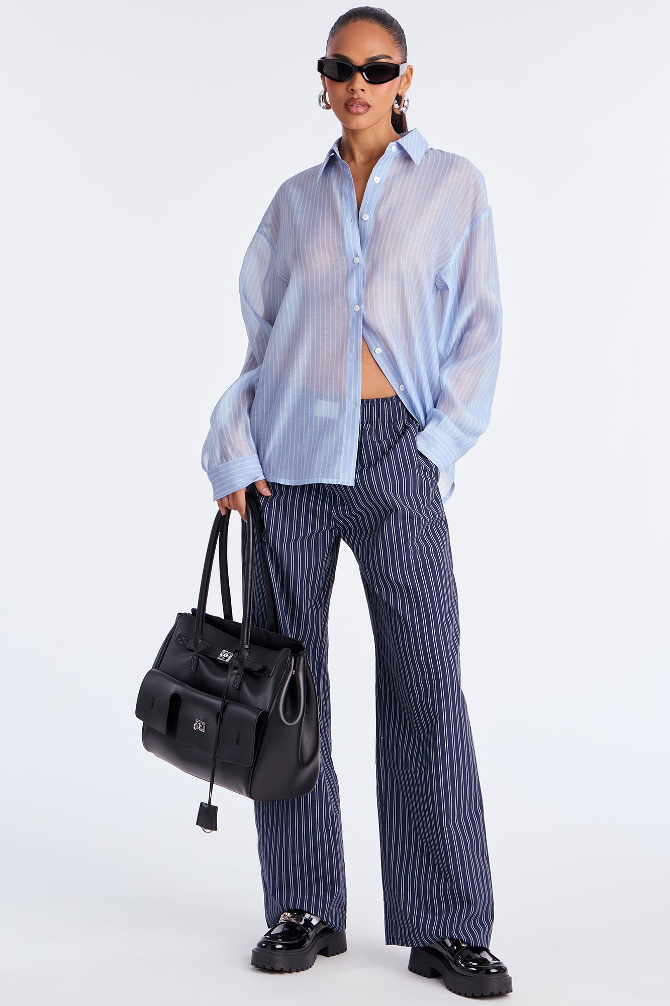 Aurora Striped Boxer Pant - Navy