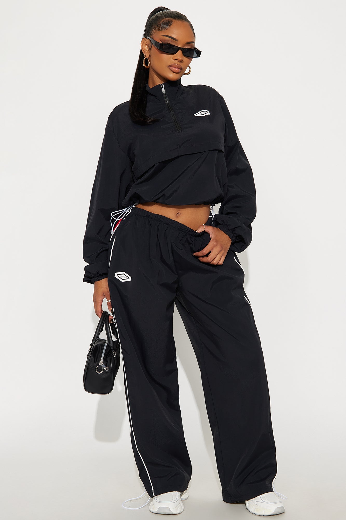 Bella Windbreaker Pant Set - Black