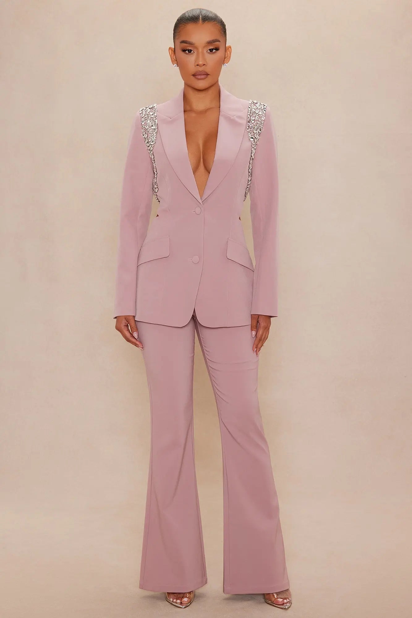 Claire Embellished Suit Set - Mauve