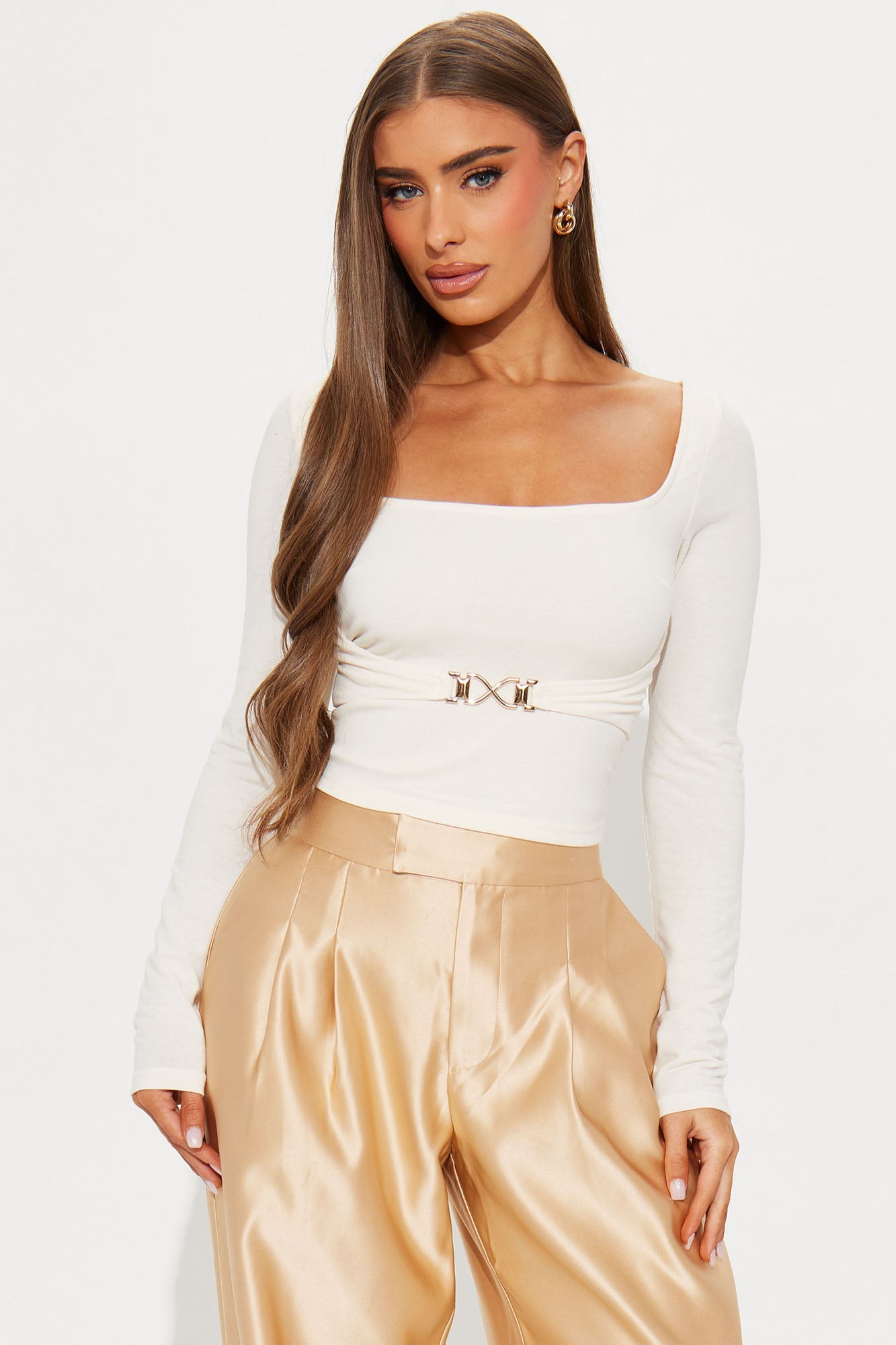 Cece Long Sleeve Top - Ivory