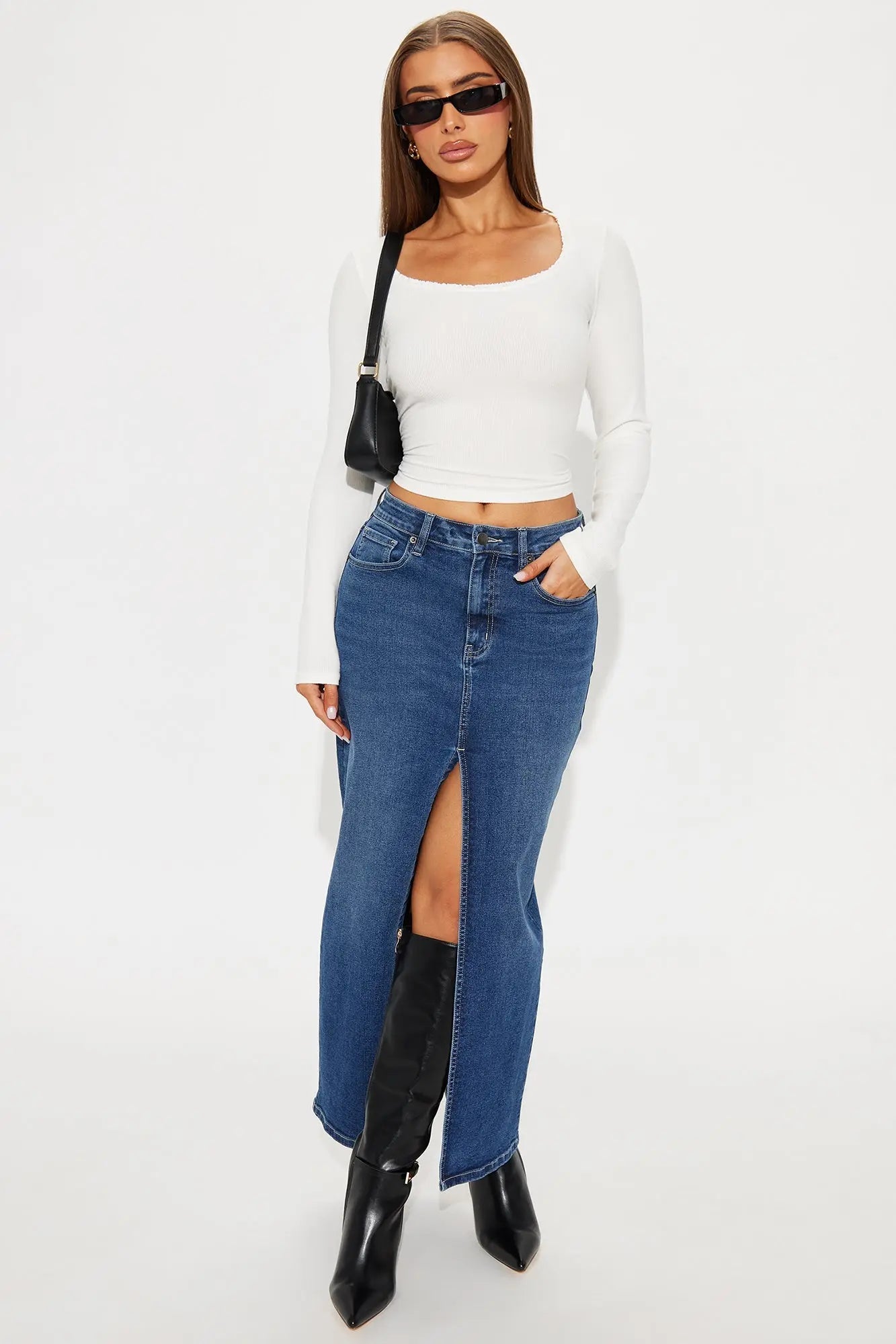 Nicole Denim Maxi Skirt - Dark Wash