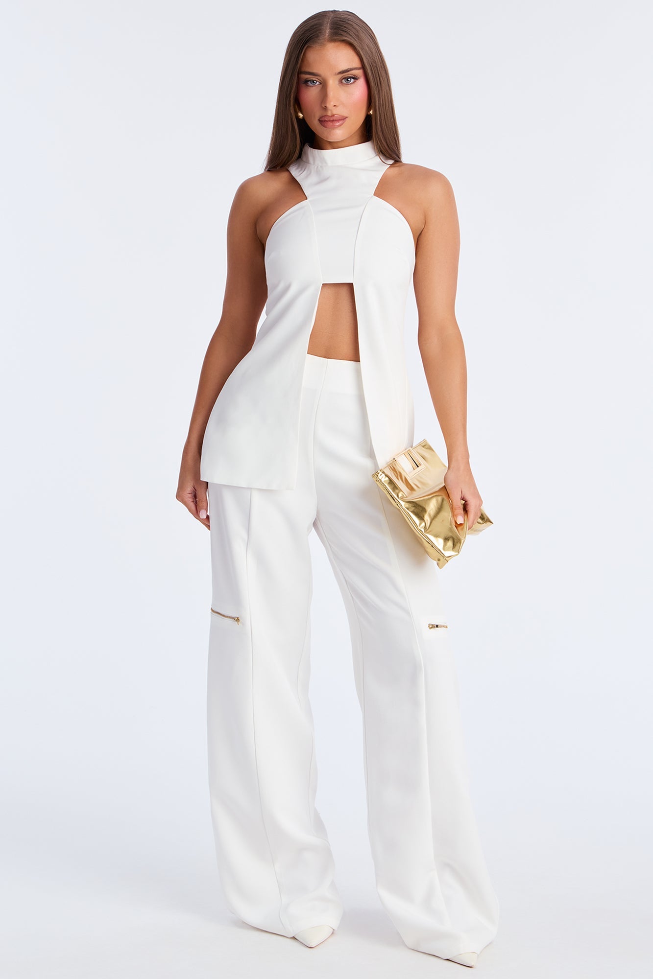 Divine Standard Halter Pant Set - White